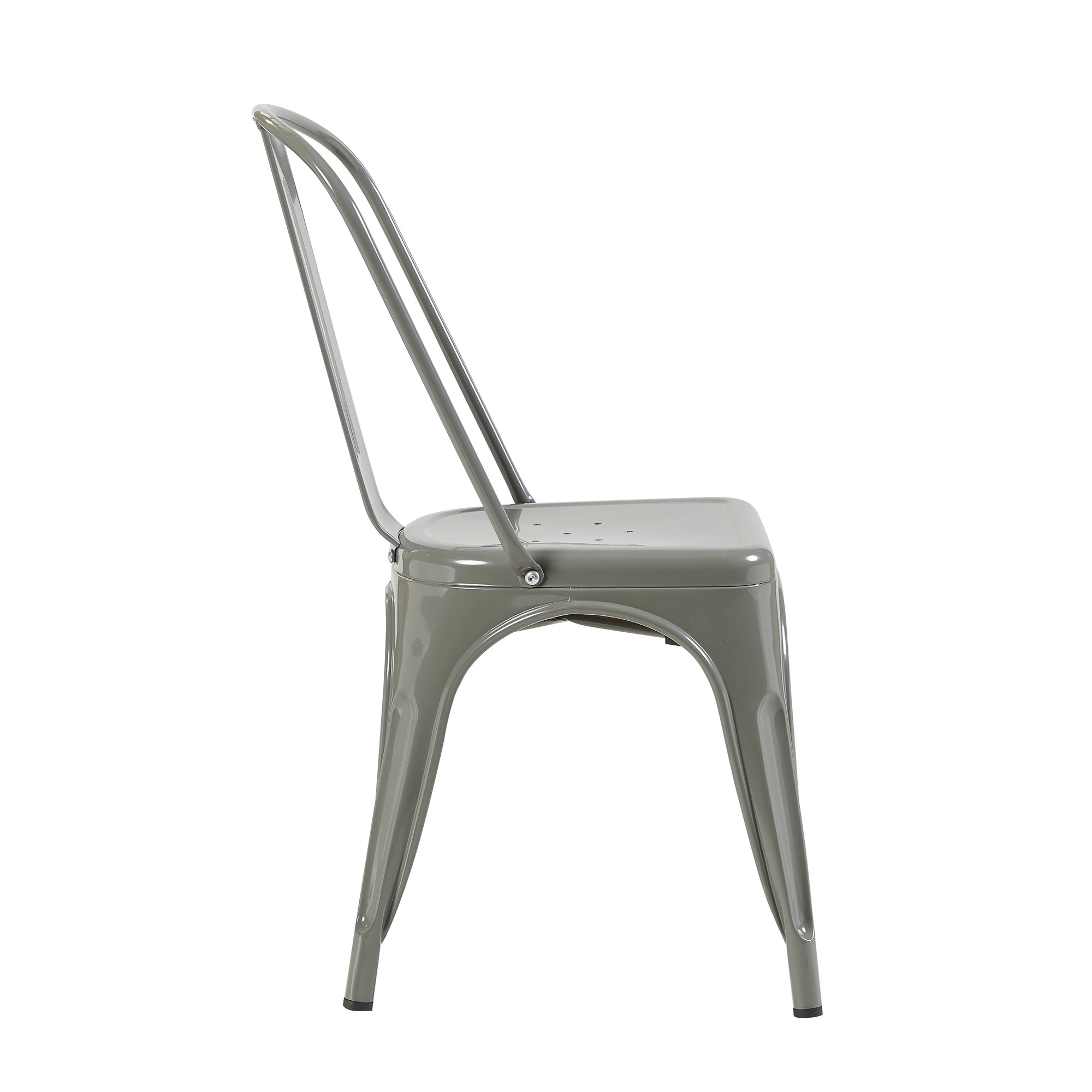 Auberge Set of Four Silver Metal Dining Chairs