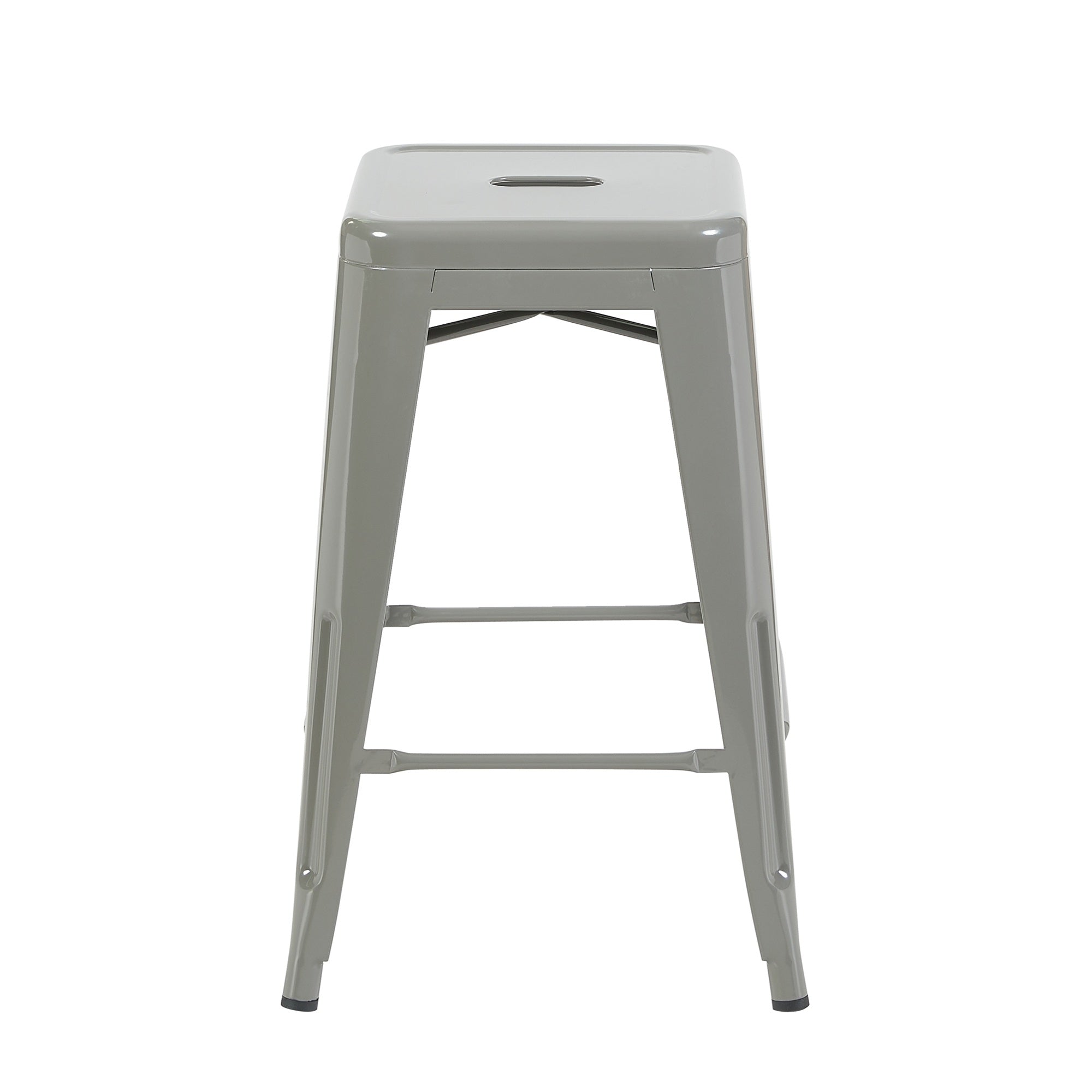 Auberge Set of Four Silver Metal 61cm Kitchen Bar Stools