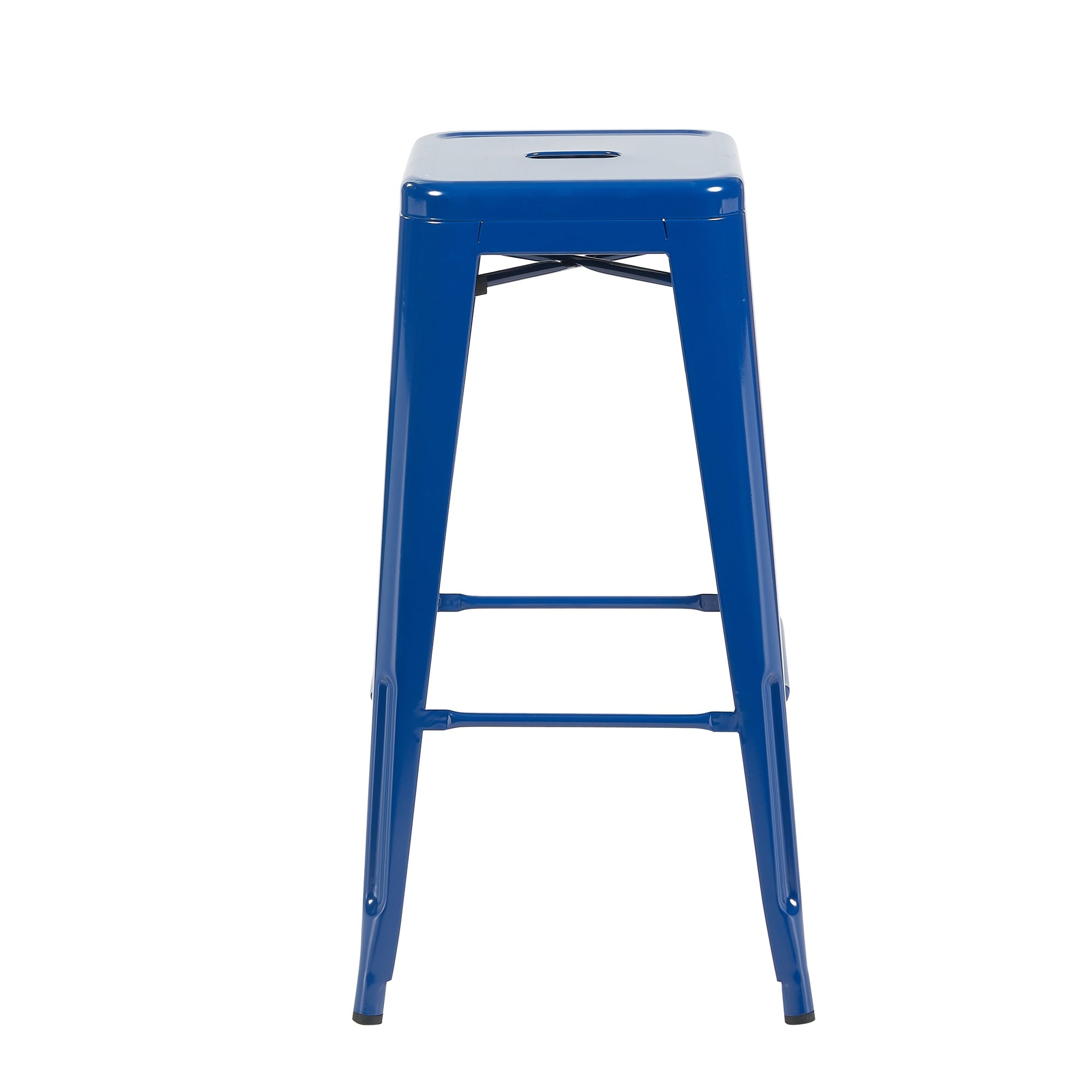 Auberge Set of Four Blue Metal 76cm Kitchen Bar Stools