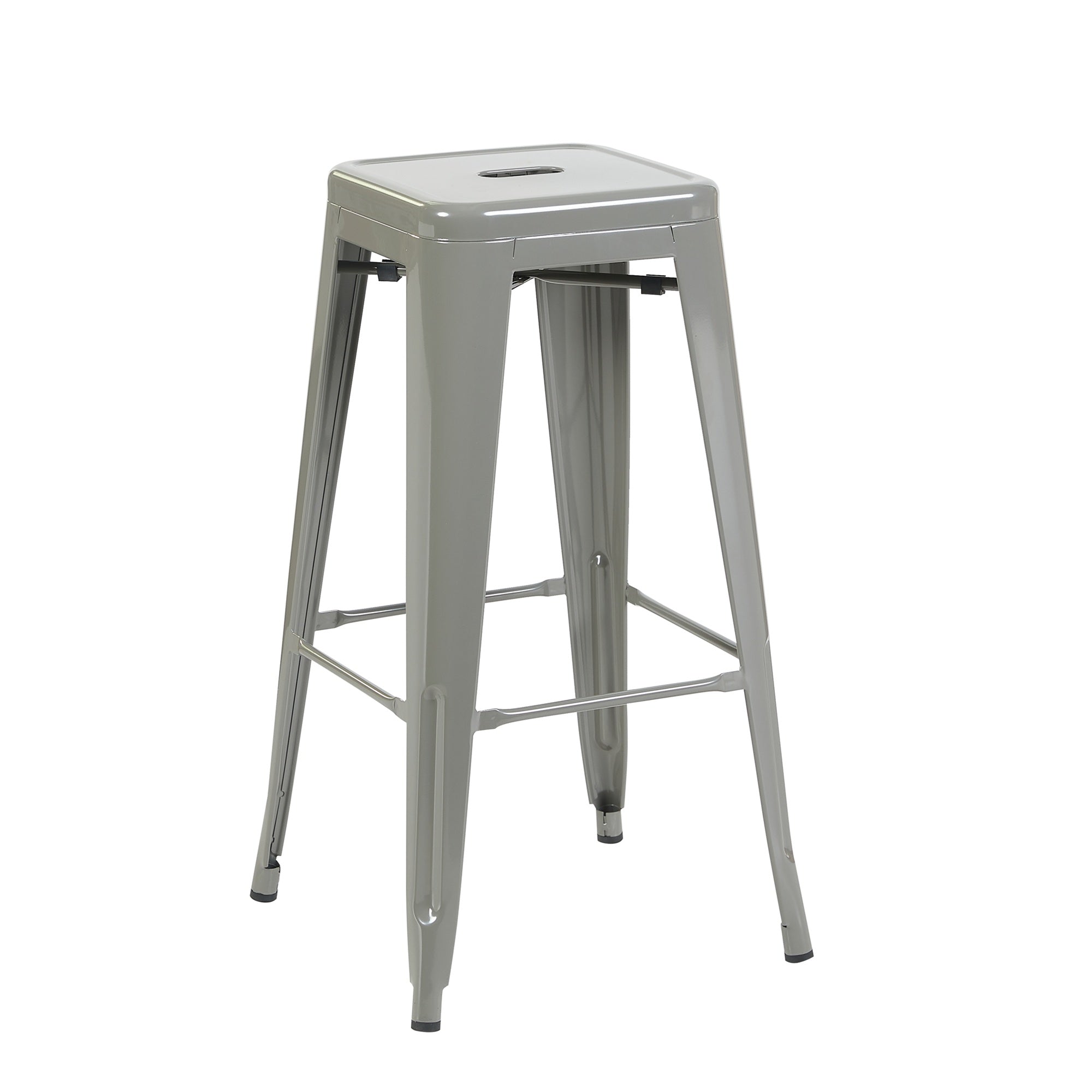 Auberge Set of Four Silver Metal 76cm Kitchen Bar Stools
