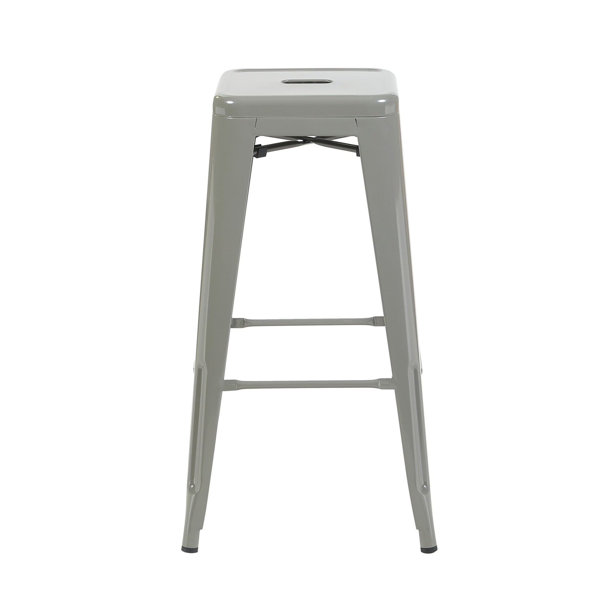 Auberge Set of Four Silver Metal 76cm Kitchen Bar Stools