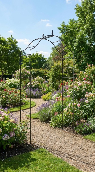 Arcadia Round Steel Black Steel Garden Arch Made in the UK