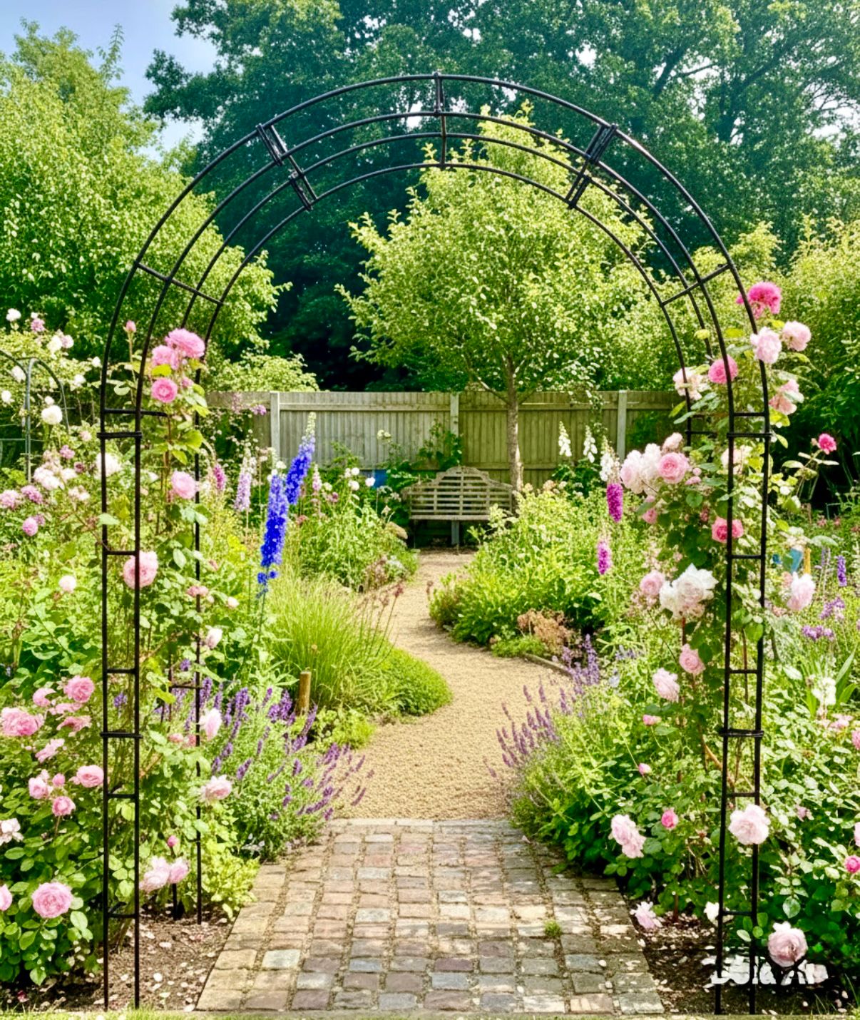 Paris Round Steel Black Steel Garden Arch Made in the UK