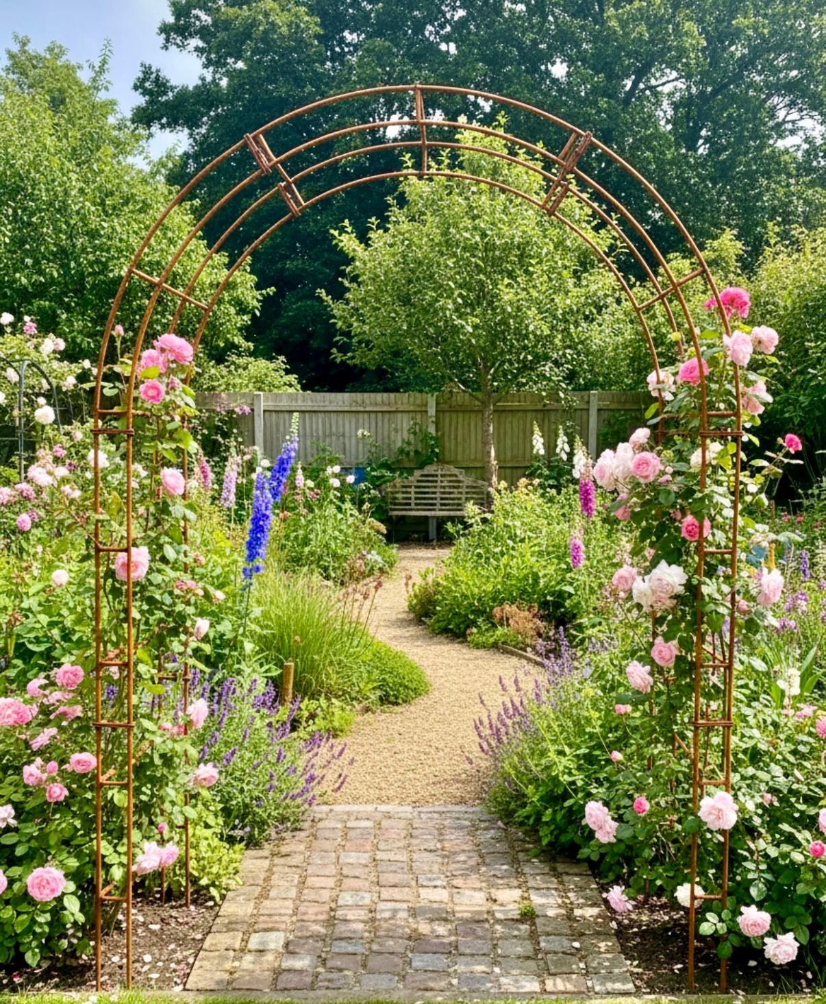 Paris Round Steel Bare Steel Garden Arch Made in the UK