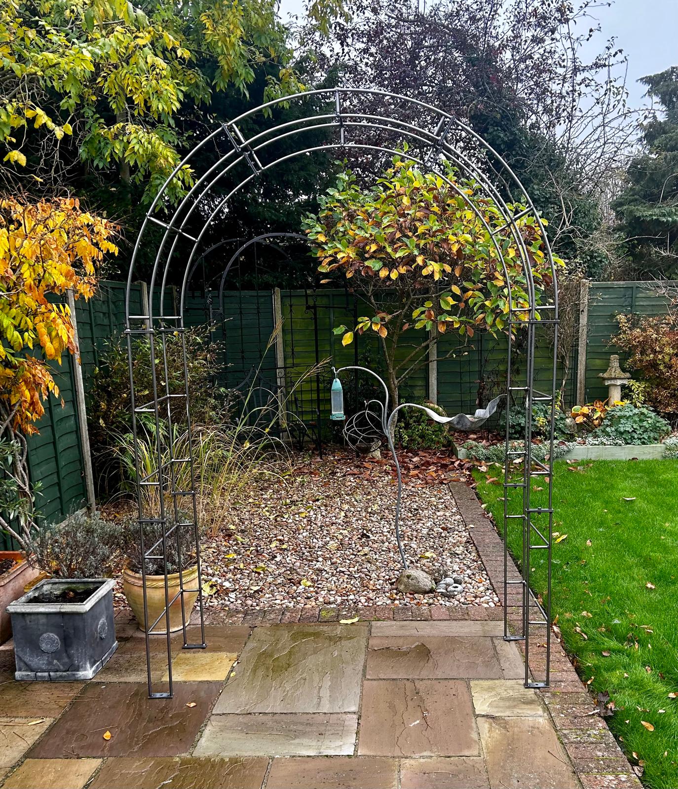 Paris Round Steel Black Steel Garden Arch Made in the UK