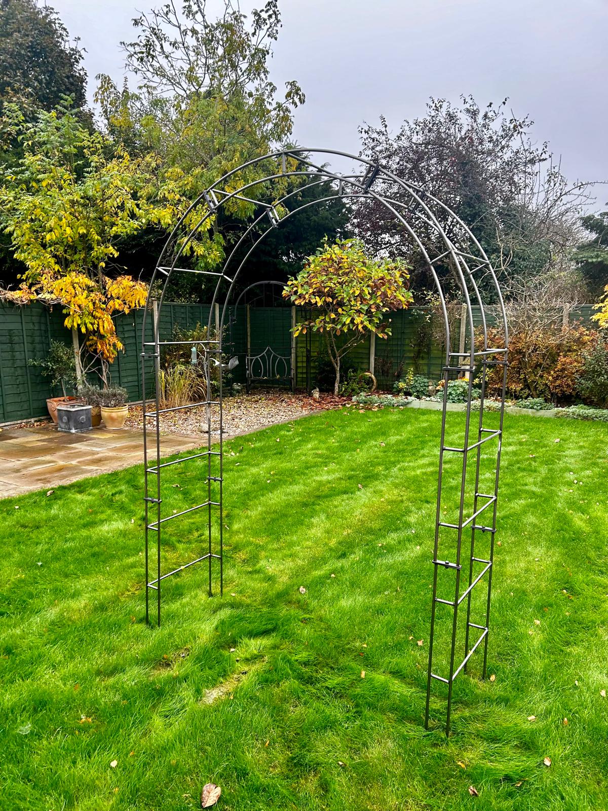 Paris Round Steel Black Steel Garden Arch Made in the UK