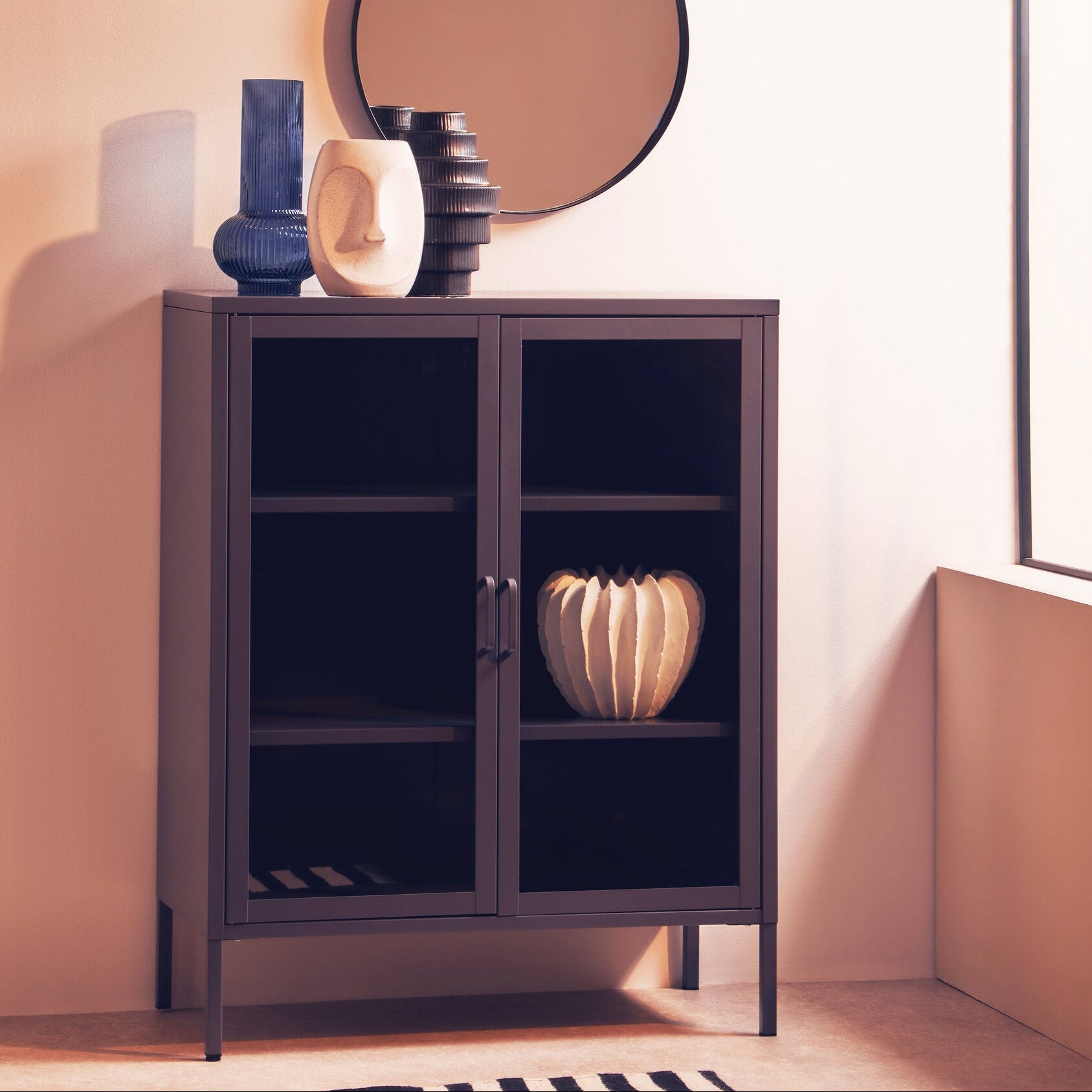 Asier Grey Metal Two Door Cabinet - The Orchard Home and Gifts