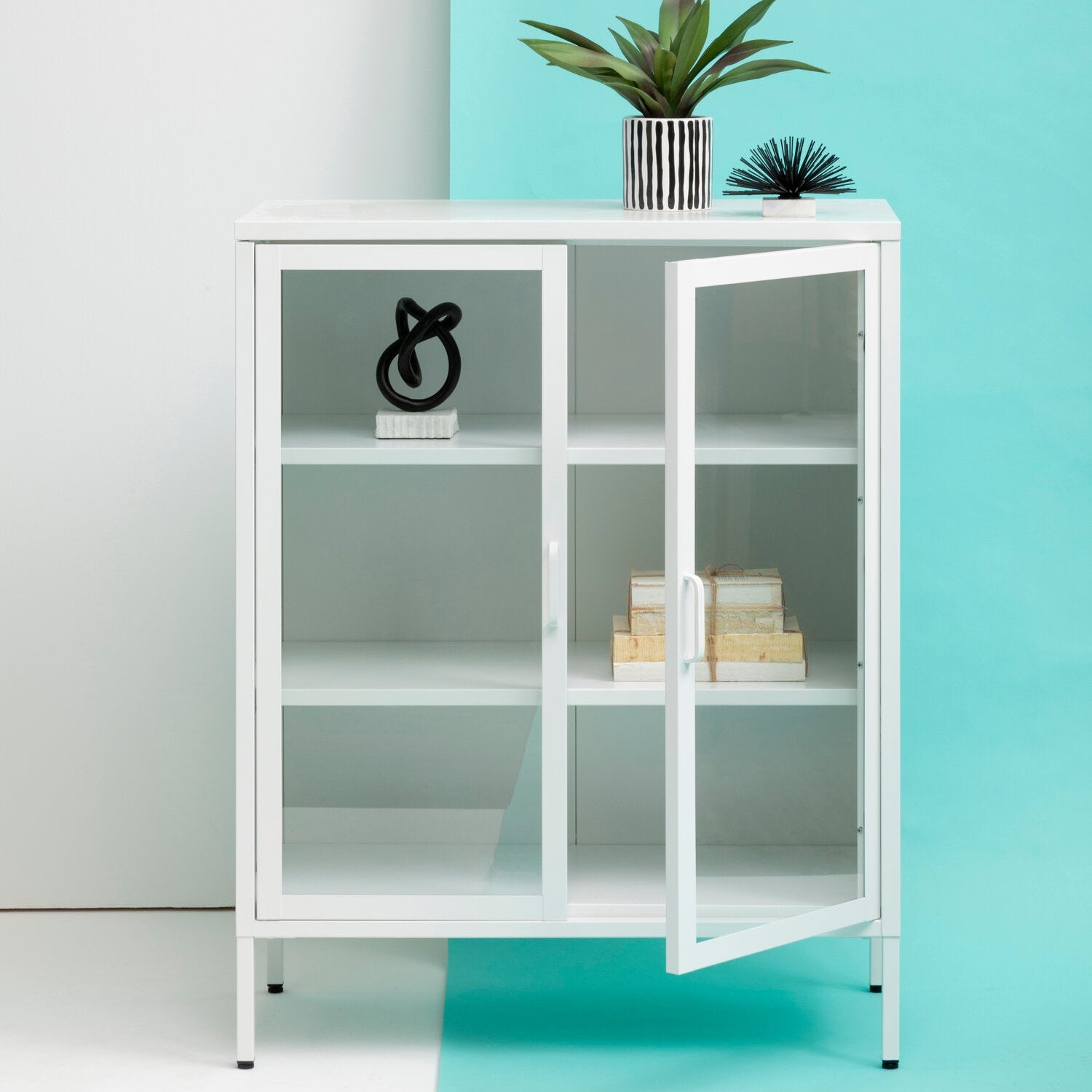 Asier White Metal Two Door Cabinet - The Orchard Home and Gifts
