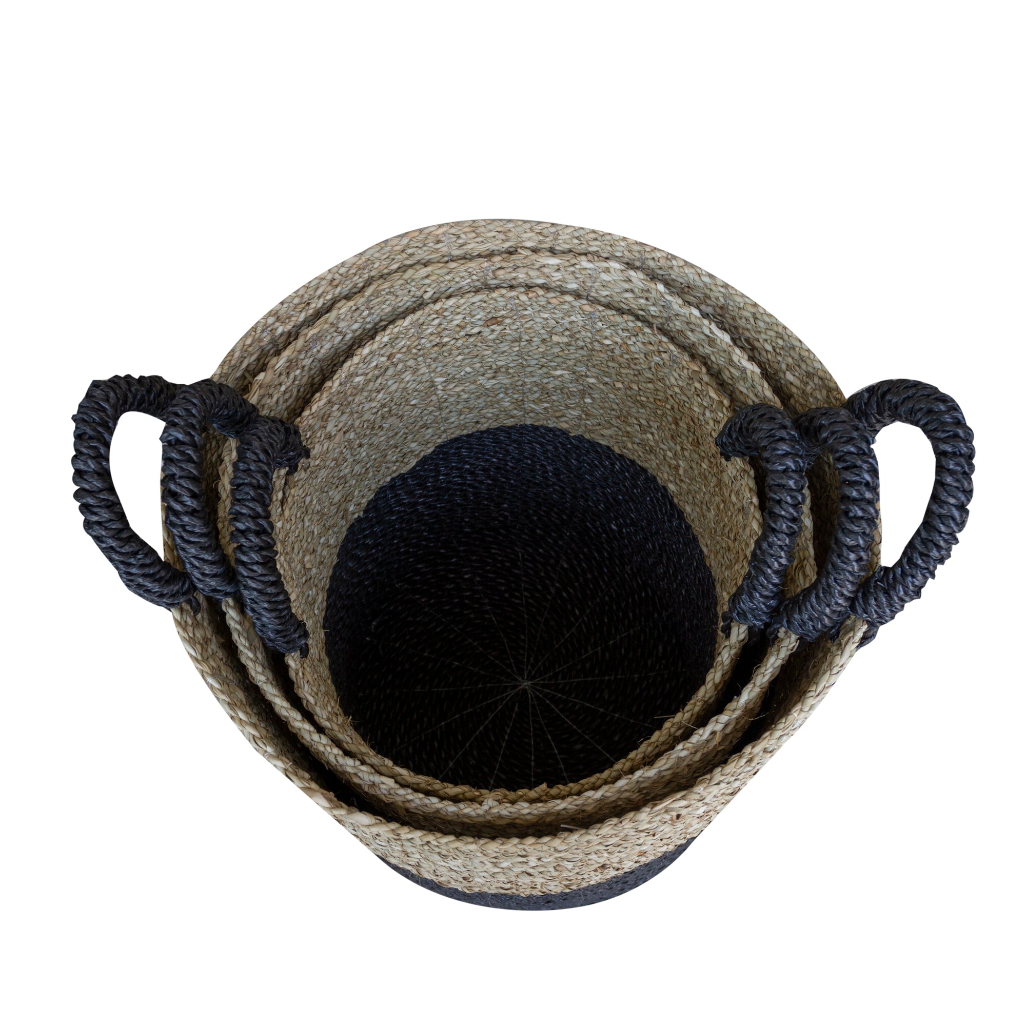 Set of 3 Charcoal & Natural Baskets