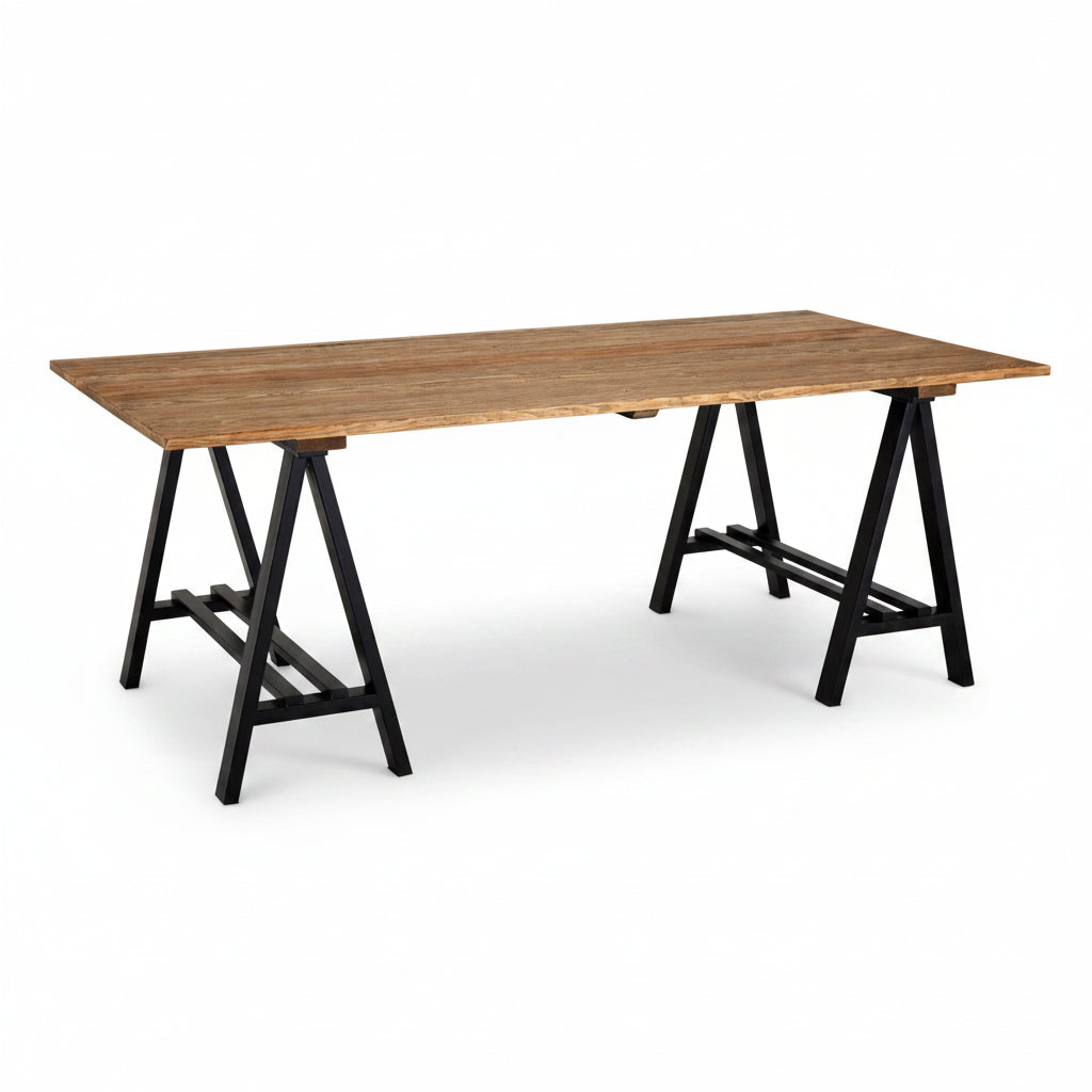 Belsize A Frame Pine and Iron Six Seater Dining Table - The Orchard Home and Gifts