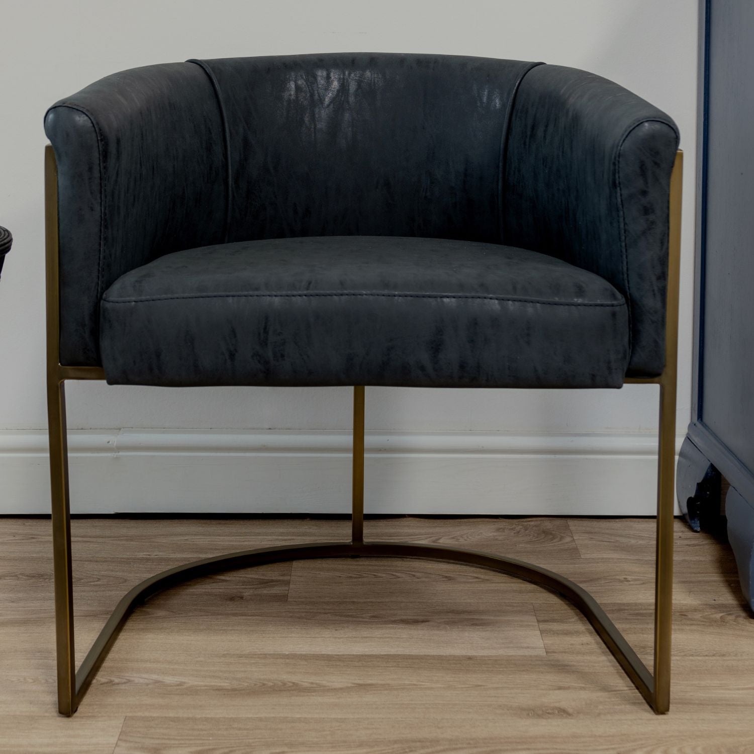 Black Faux Leather Curved Low Back Dining Chair - CLEARANCE