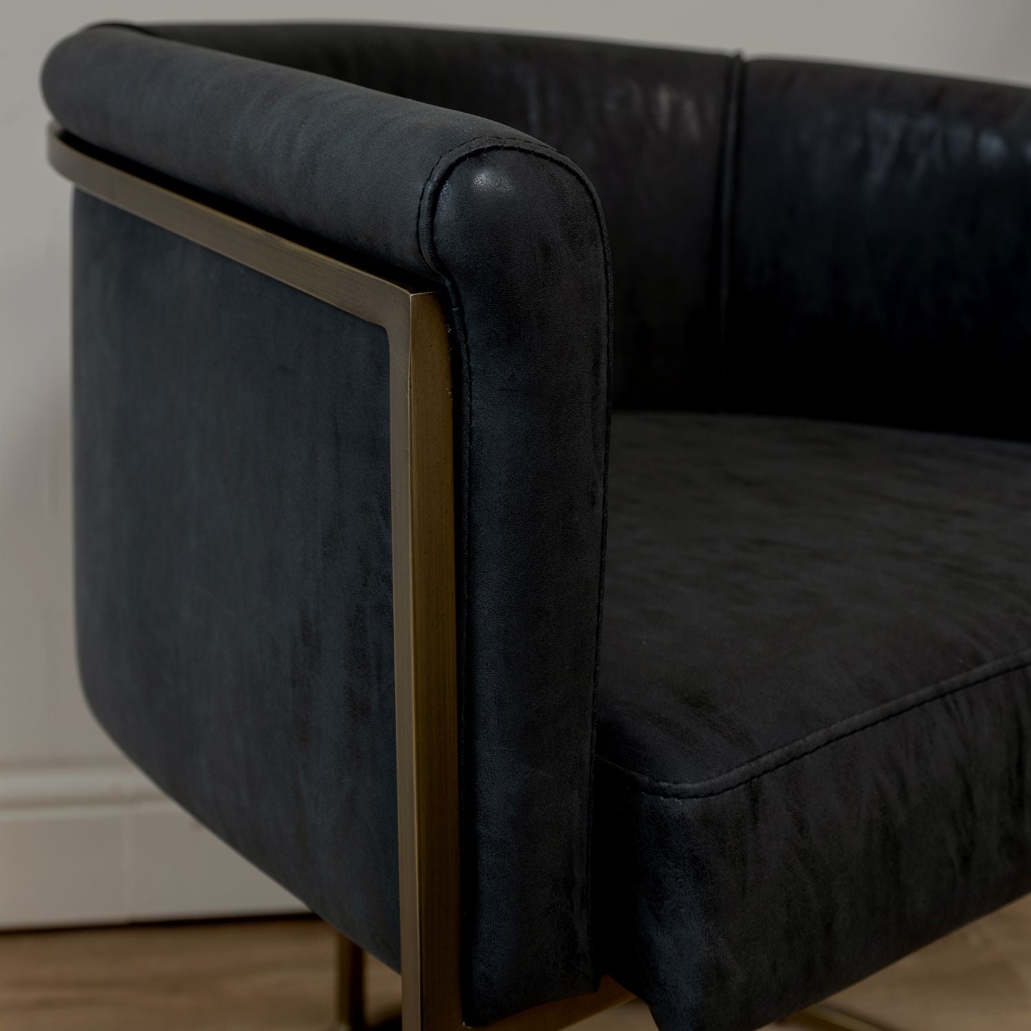 Black Faux Leather Curved Low Back Dining Chair - CLEARANCE