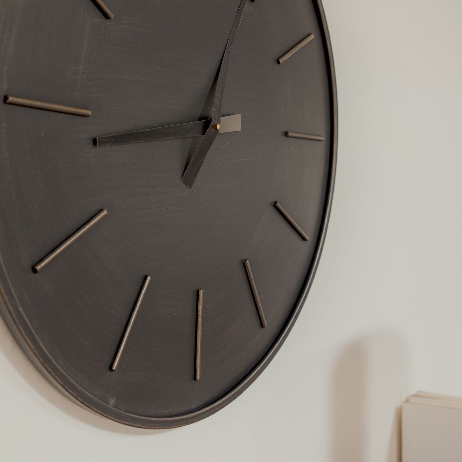 Large Black Metal Round Wall Clock