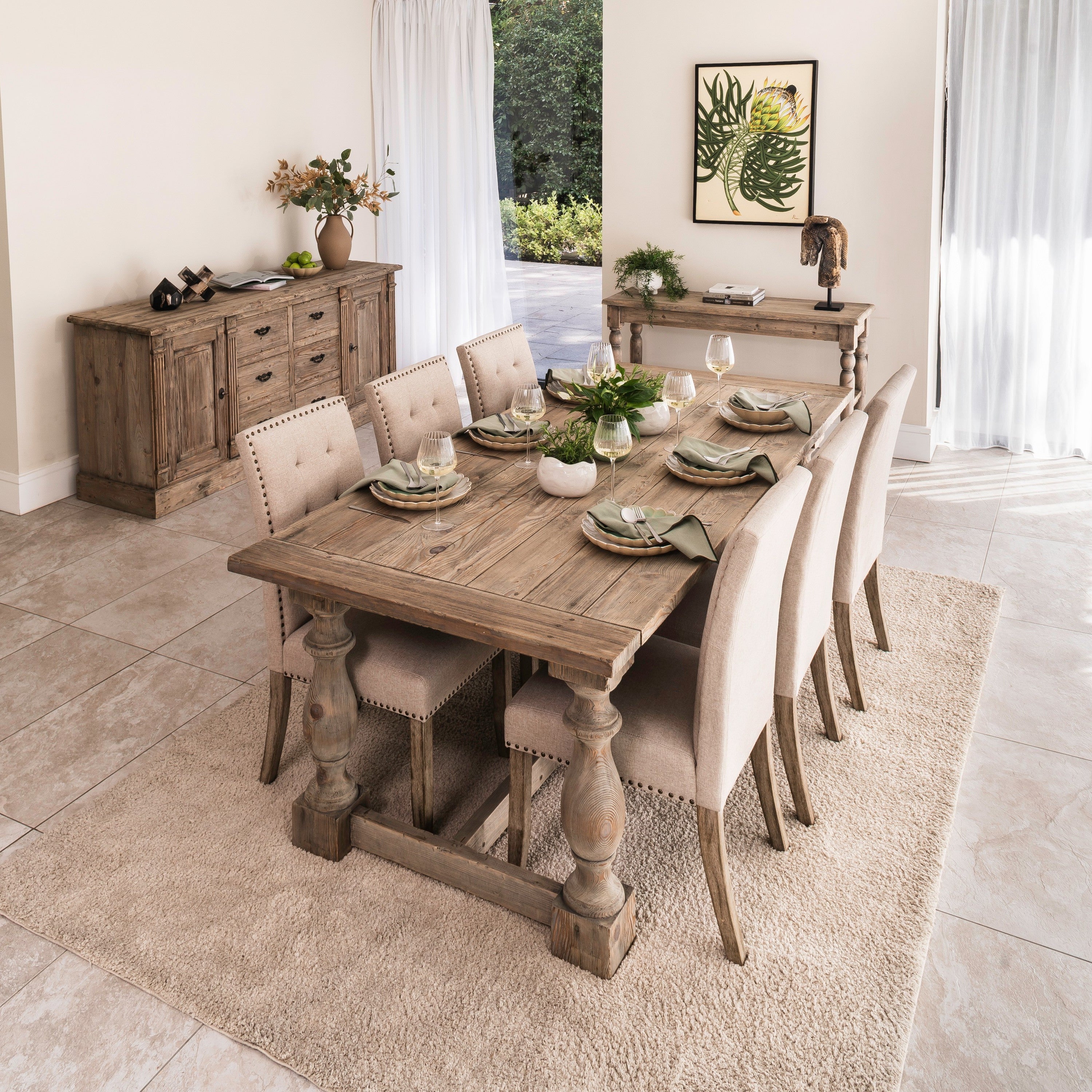 Blakeney Weathered Pine Refectory Dining Table - The Orchard Home and Gifts
