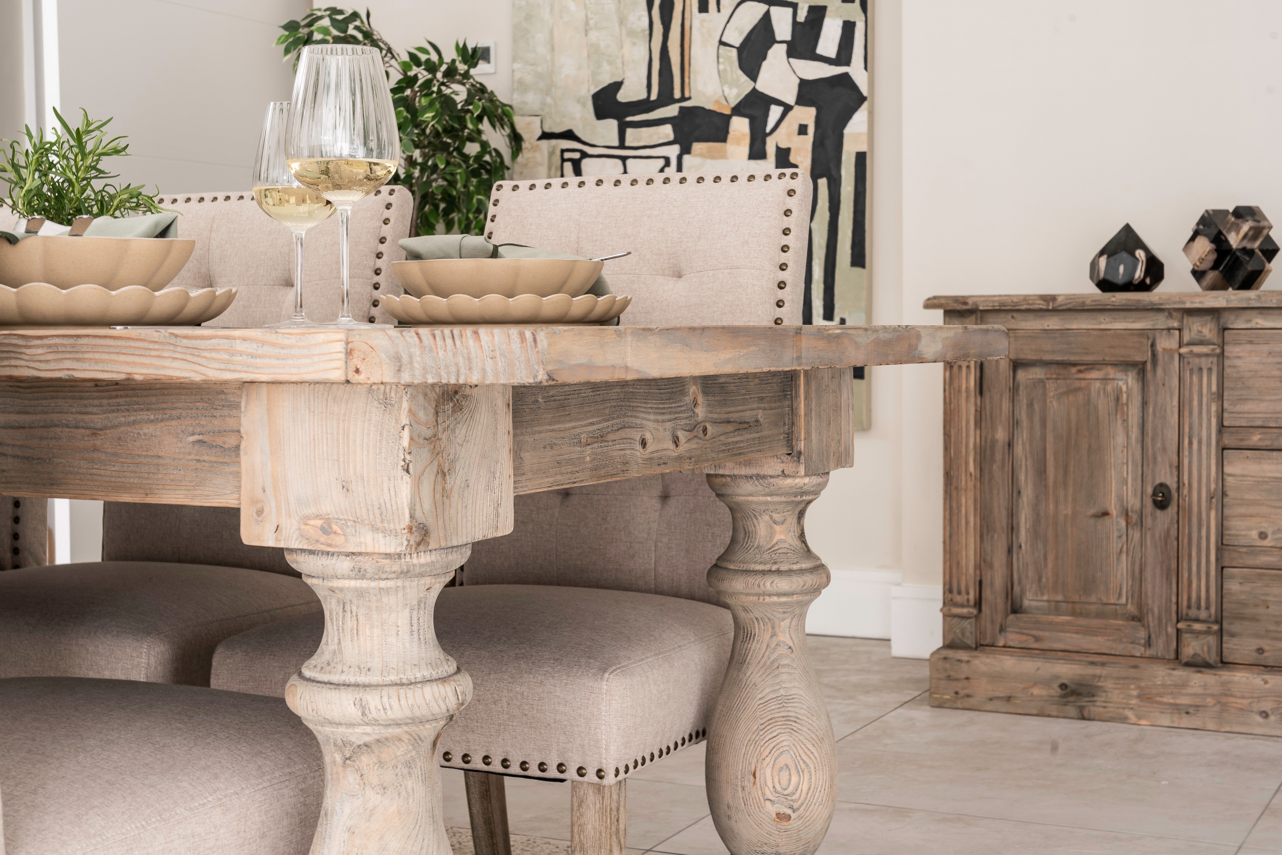 Blakeney Weathered Pine Refectory Dining Table - The Orchard Home and Gifts