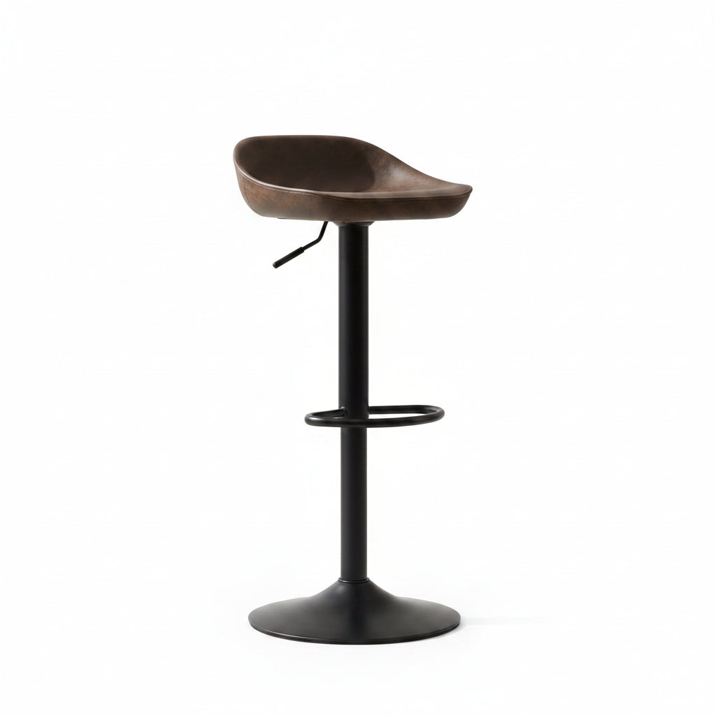 Brown Mocha Leather Effect Adjustable Bar Stool - The Orchard Home and Gifts