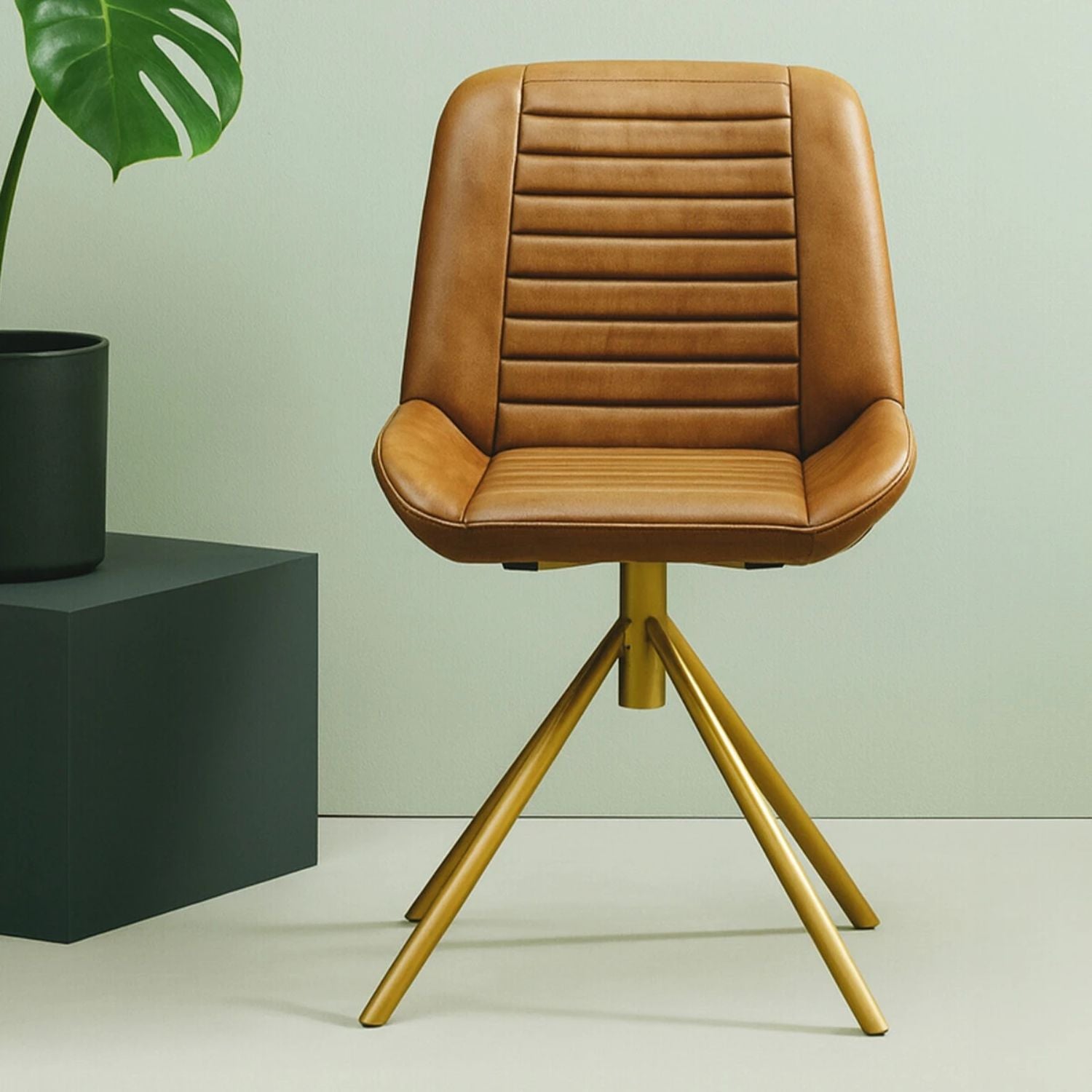 Buffalo Brown Leather and Gold Finish Chair - The Orchard Home and Gifts