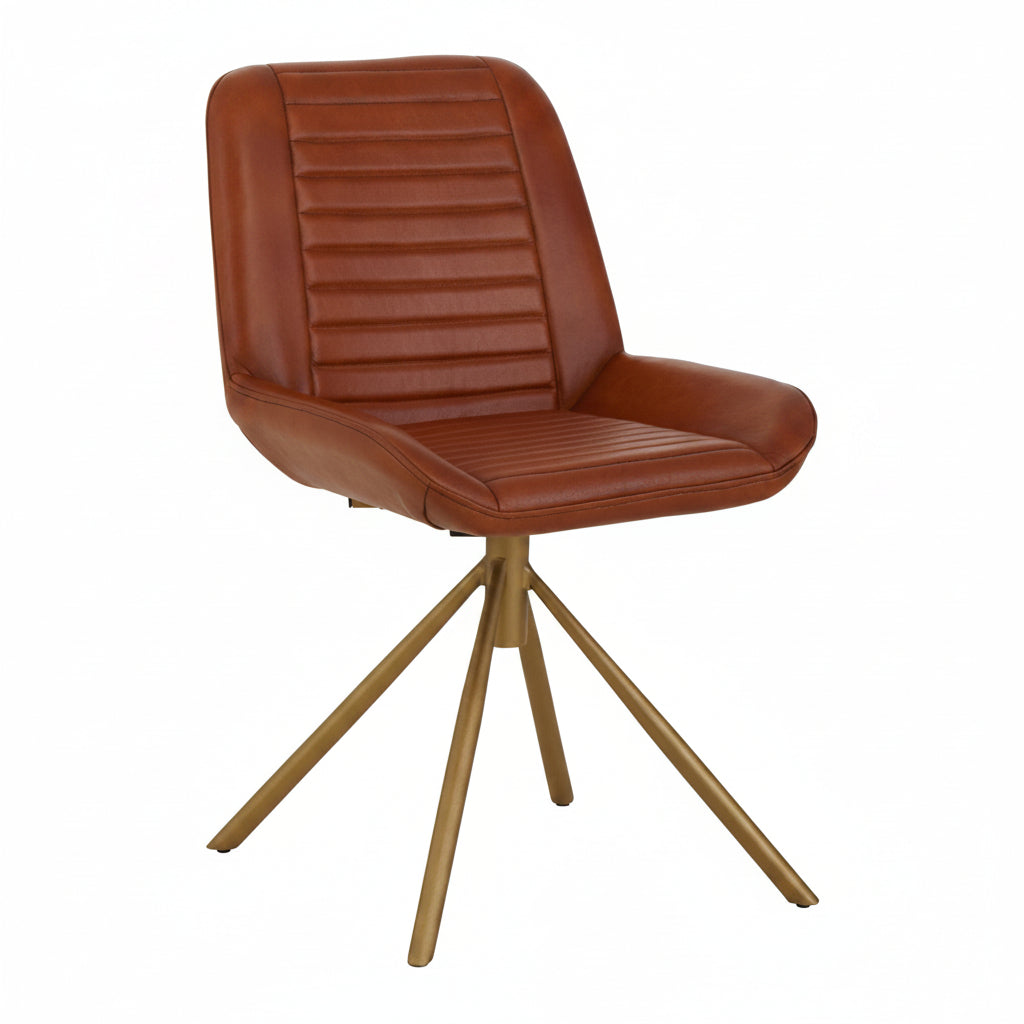 Buffalo Tan Leather and Gold Finish Chair