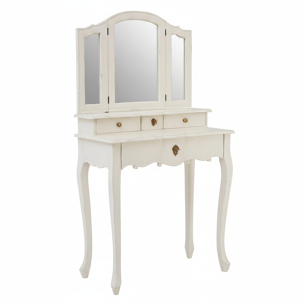 Chateau Classic White Triple Mirror Dressing Table - The Orchard Home and Gifts