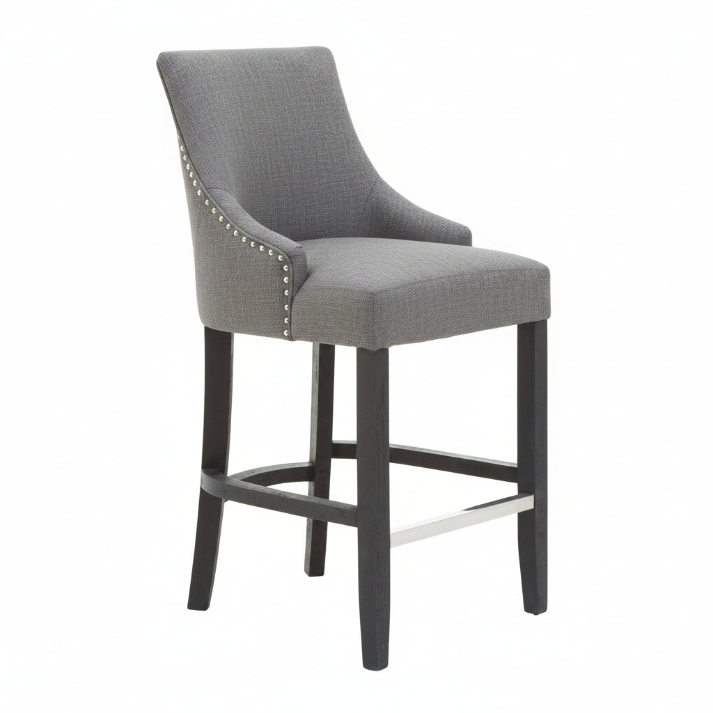 Chelsea Charcoal Faux Leather Bar Stool Chair - The Orchard Home and Gifts