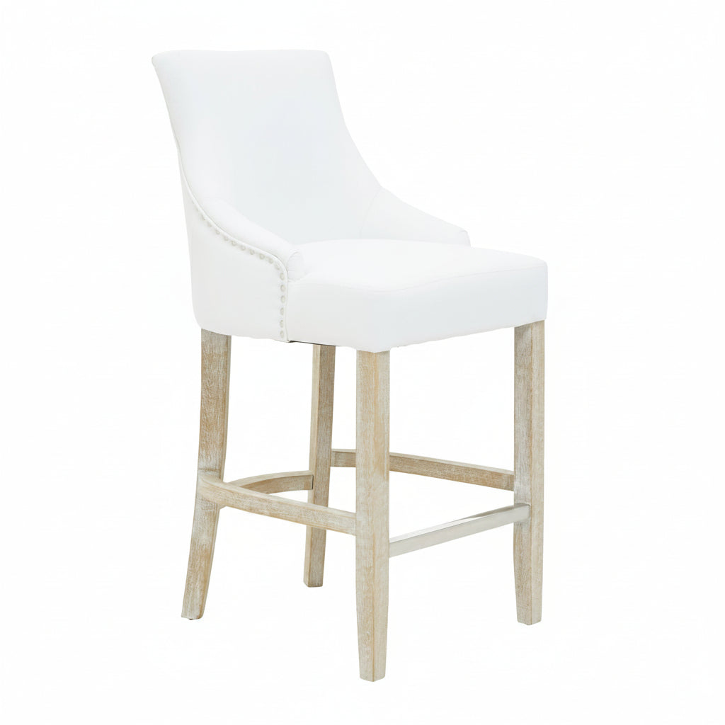 Chelsea Ivory Velvet Bar Stool Chair - The Orchard Home and Gifts
