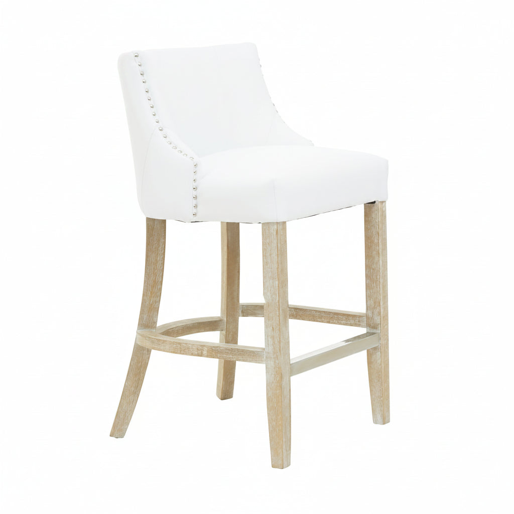 Chelsea White Upholstered Bar Stool Chair - The Orchard Home and Gifts