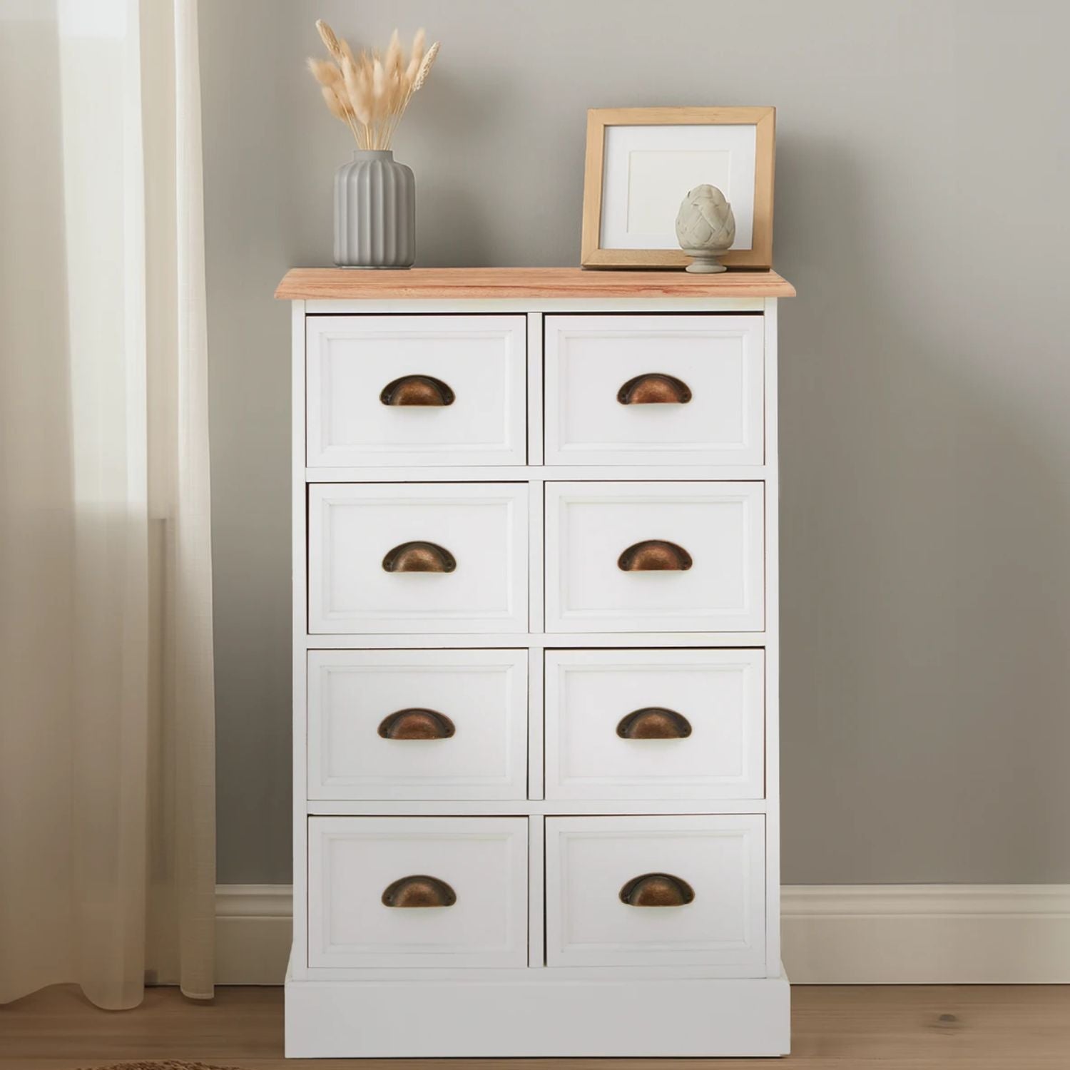 Coastal White Eight Drawer Chest of Drawers - The Orchard Home and Gifts