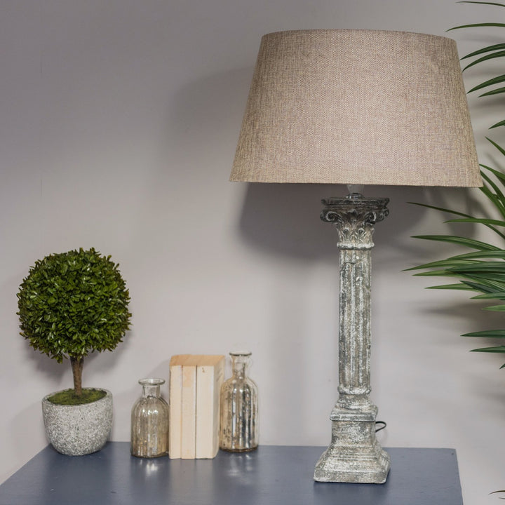 Concrete Stone Effect Pillar Lamp with Shade