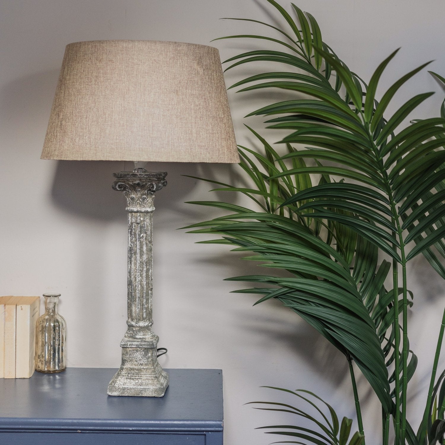 Concrete Stone Effect Pillar Lamp with Shade