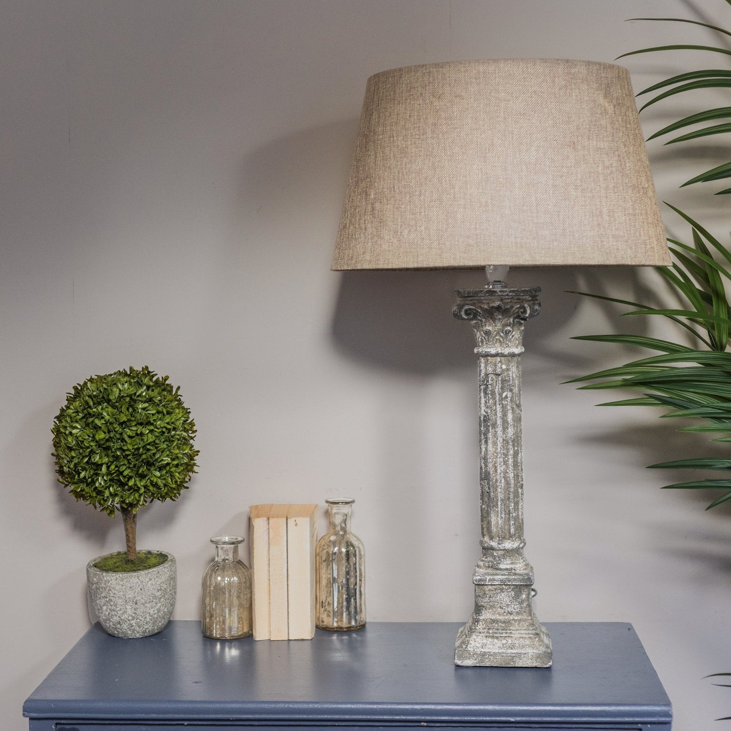 Concrete Stone Effect Pillar Lamp with Shade