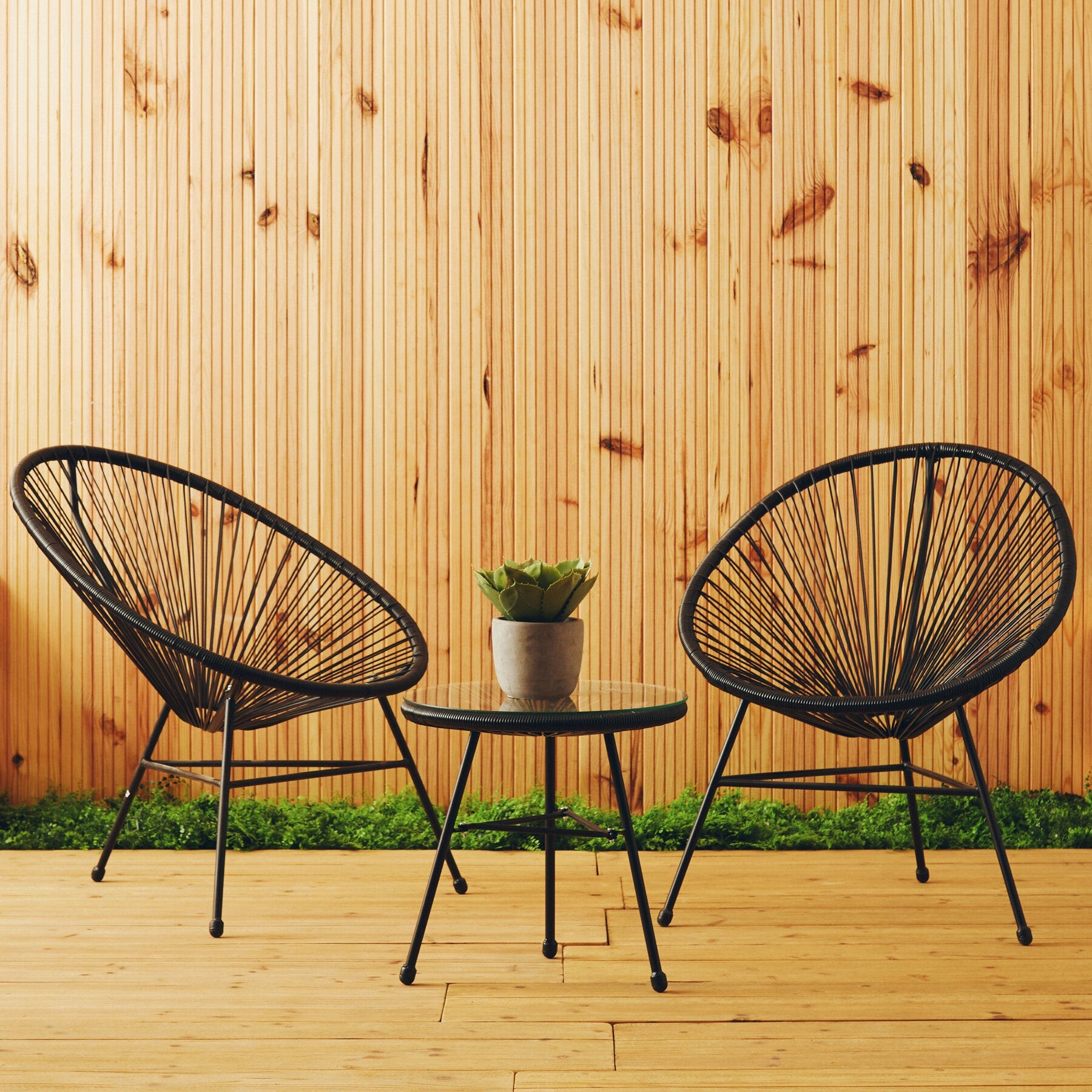 Curved Black Three Piece Garden Patio Set - The Orchard Home and Gifts