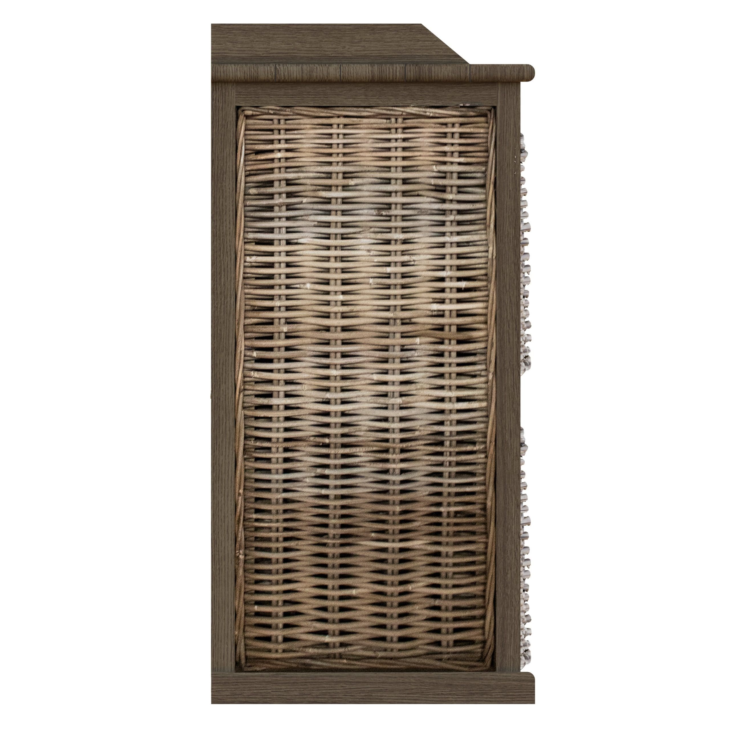 Washed Rattan Four Drawer Basket One Shelf Chest - The Orchard Home and Gifts