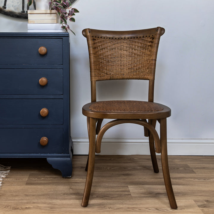 Elm Wood Rattan Dining Chair