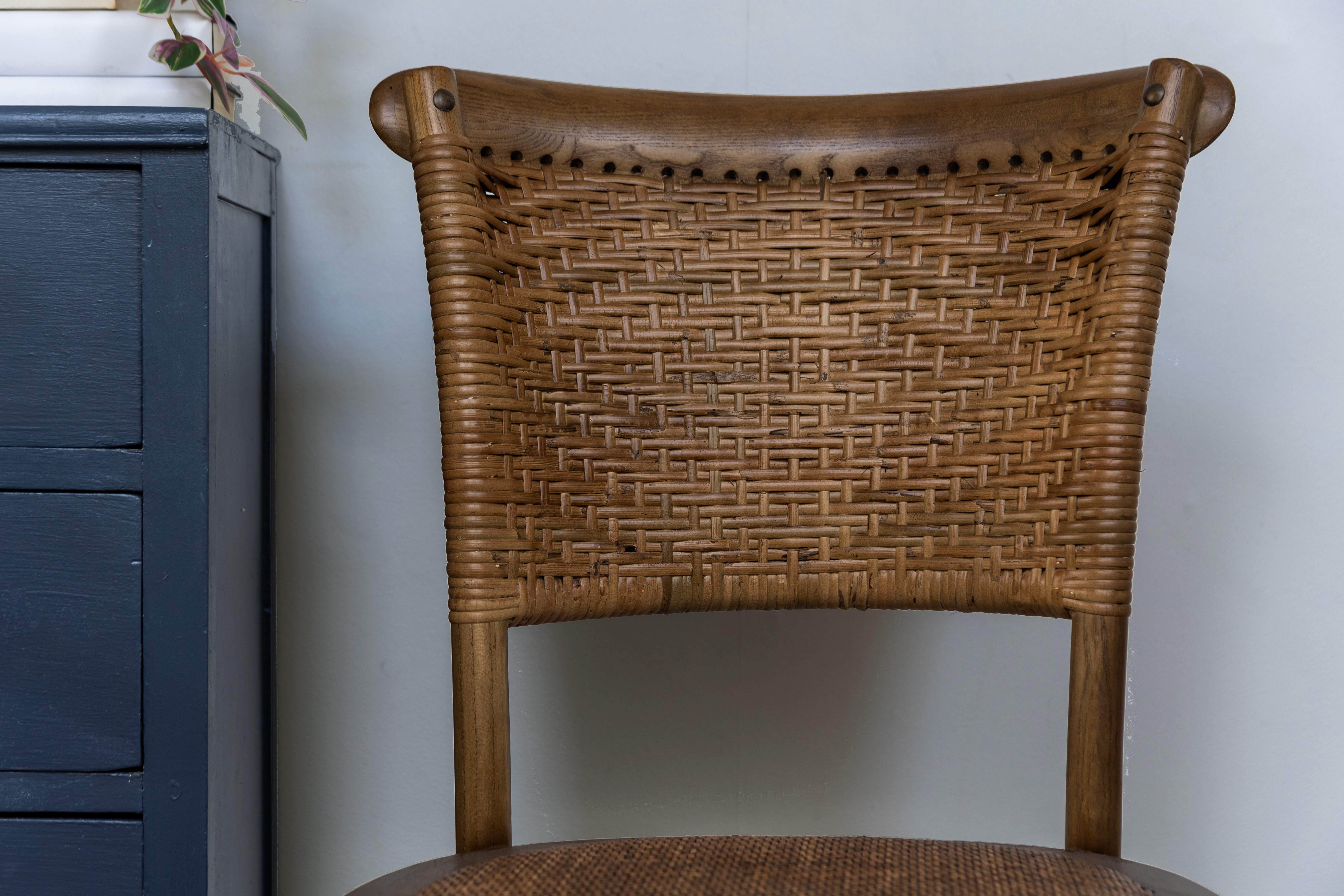 Elm Wood Rattan Dining Chair