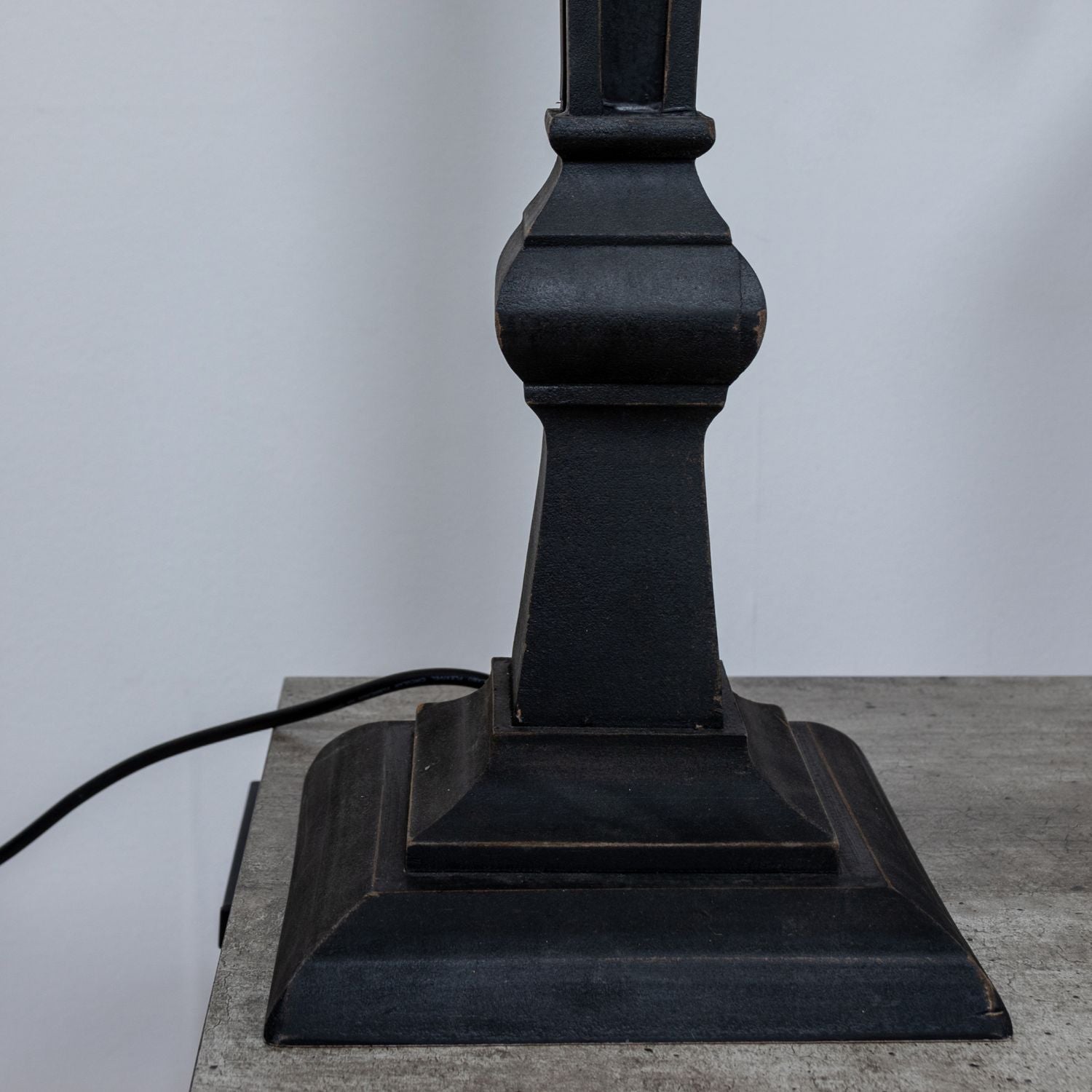 Extra Tall Black Table Lamp with Grey Shade