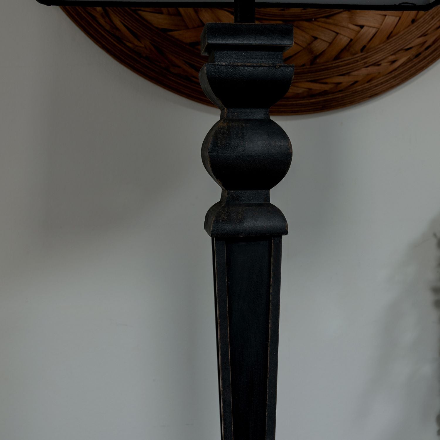 Extra Tall Black Table Lamp with Grey Shade