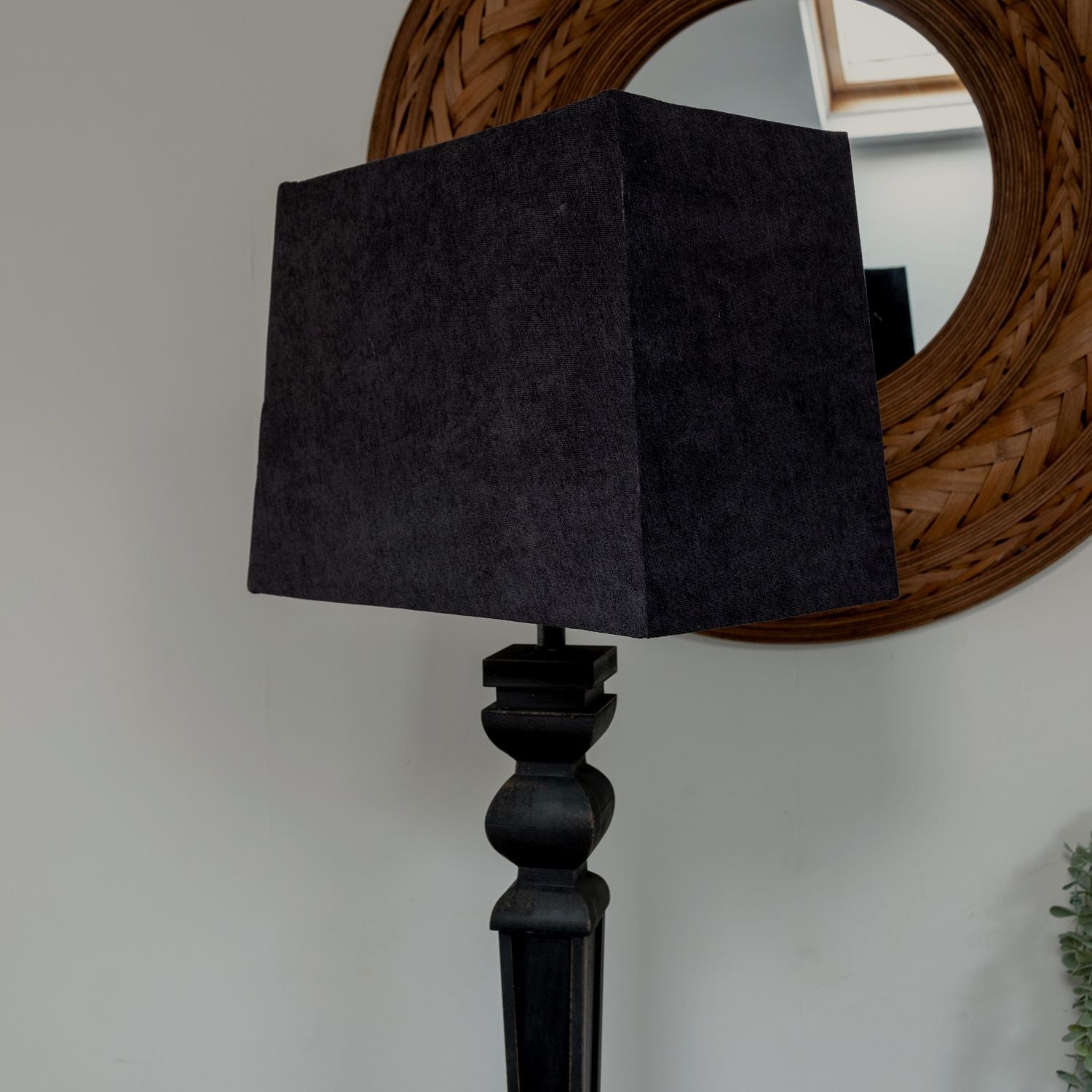 Extra Tall Black Table Lamp with Grey Shade
