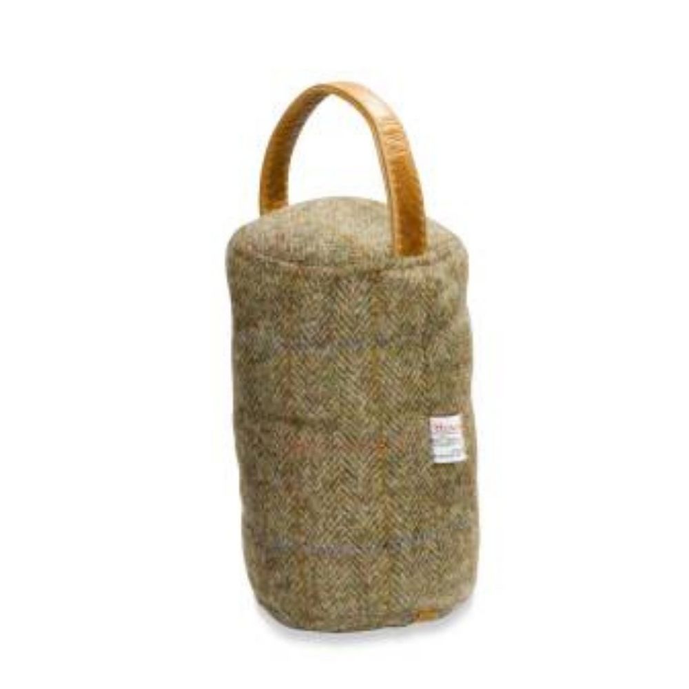 Gamekeeper Thorn Harris Tweed and Brown Cerato Leather Doorstop