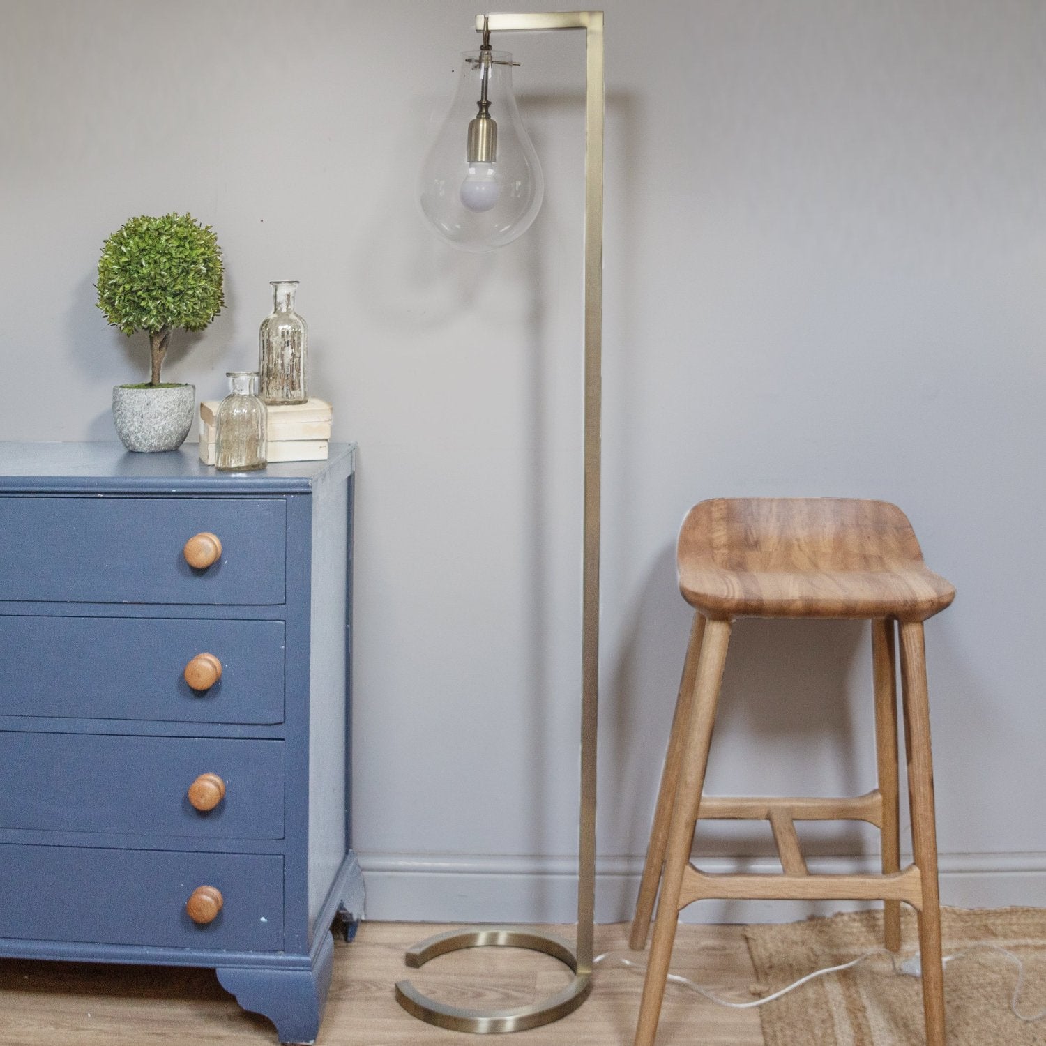 Gold Hanging Bulb Floor Lamp