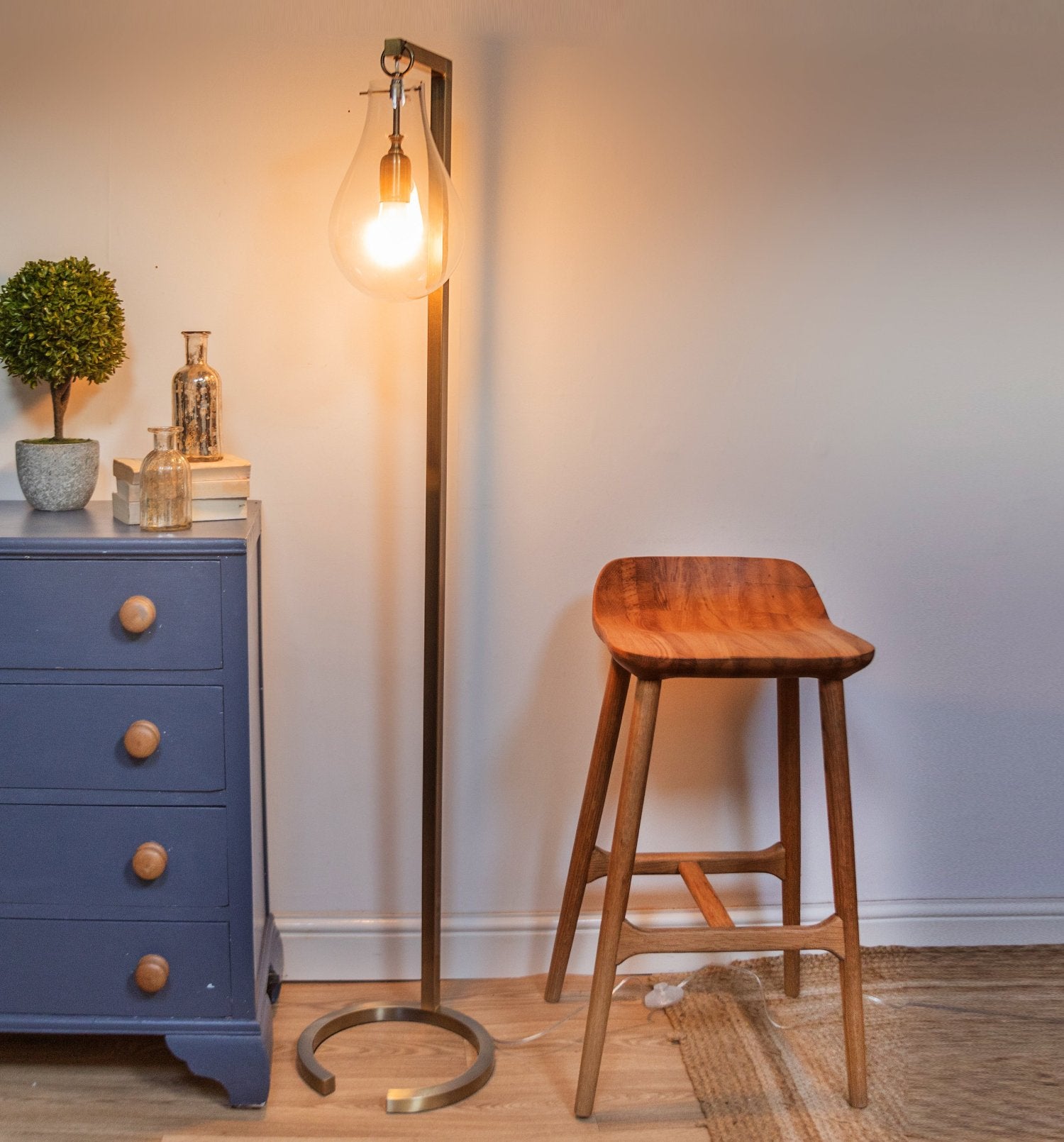 Gold Hanging Bulb Floor Lamp