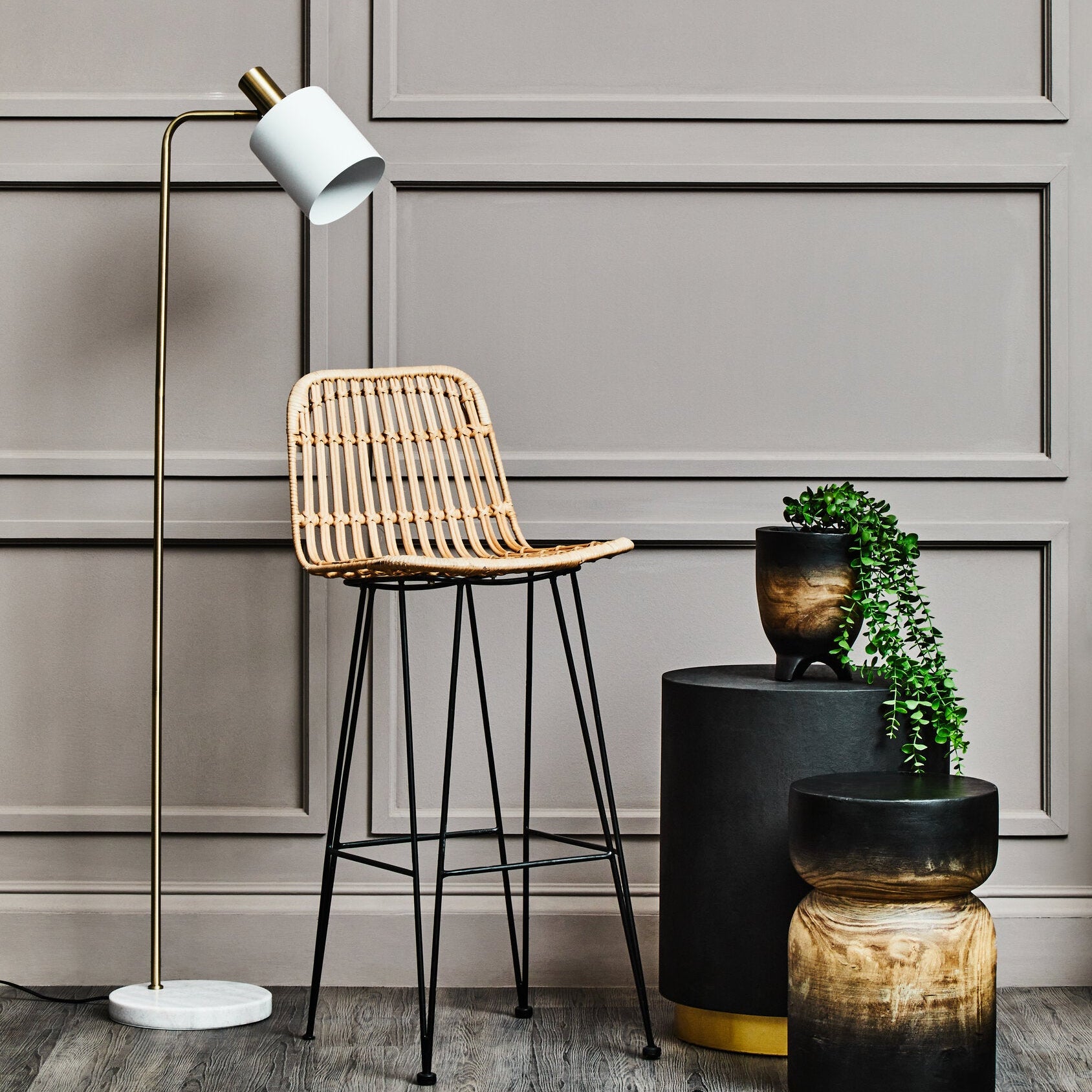 Gold Metal and White Marble Floor Lamp - The Orchard Home and Gifts