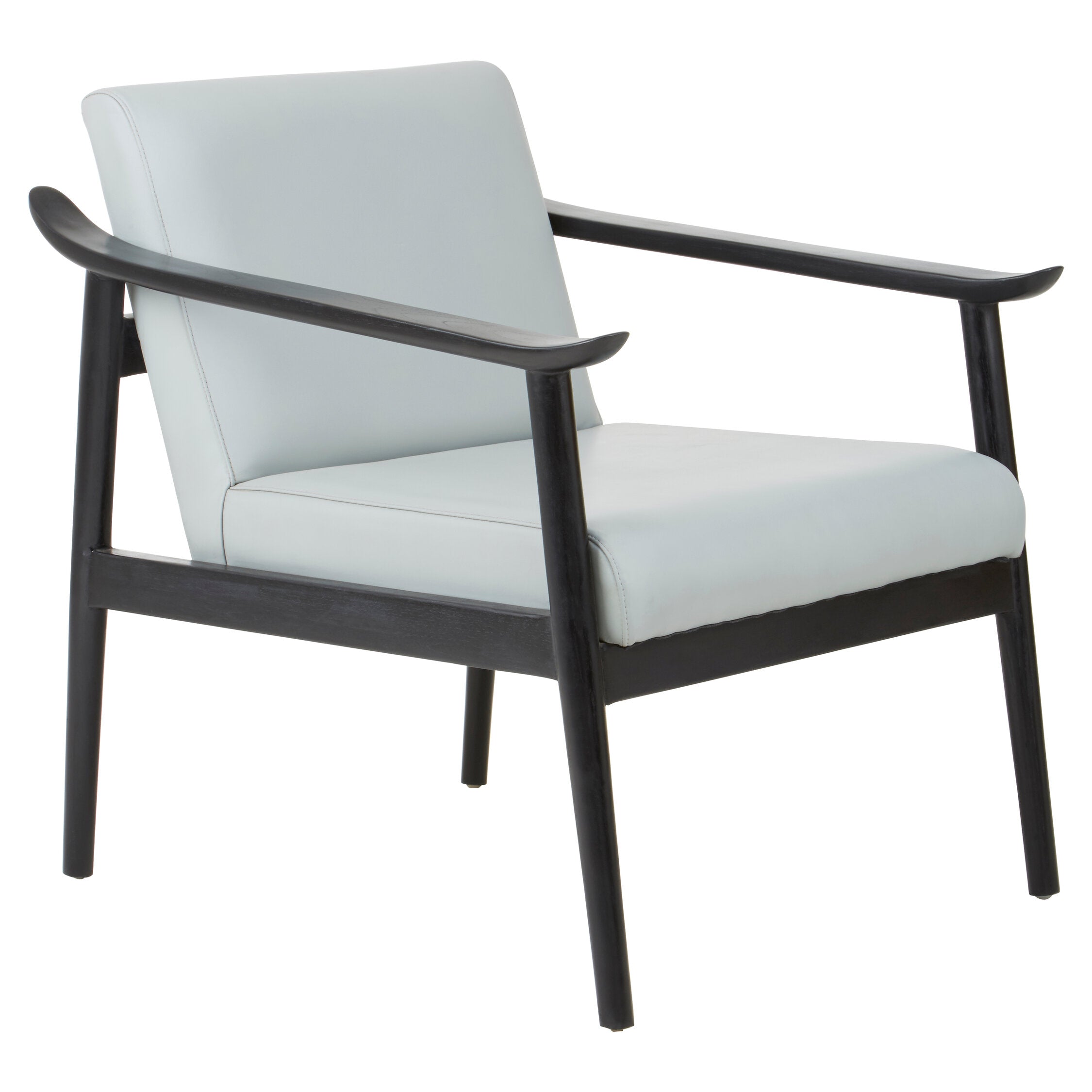 Grey Leather and Black Teak Armchair - The Orchard Home and Gifts
