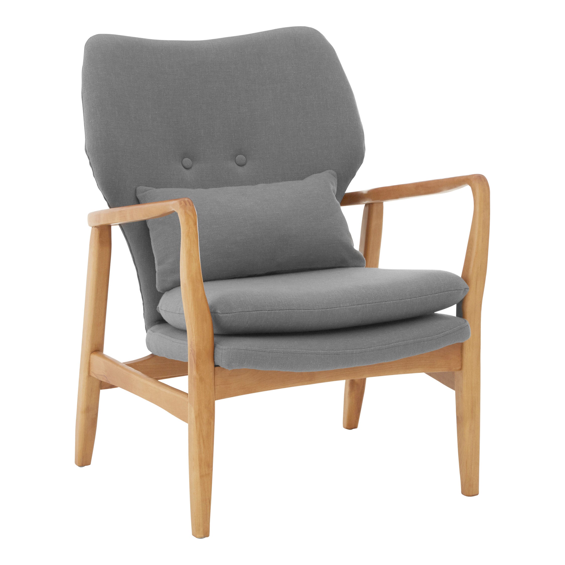 Grey Mid Century Birchwood Armchair - The Orchard Home and Gifts
