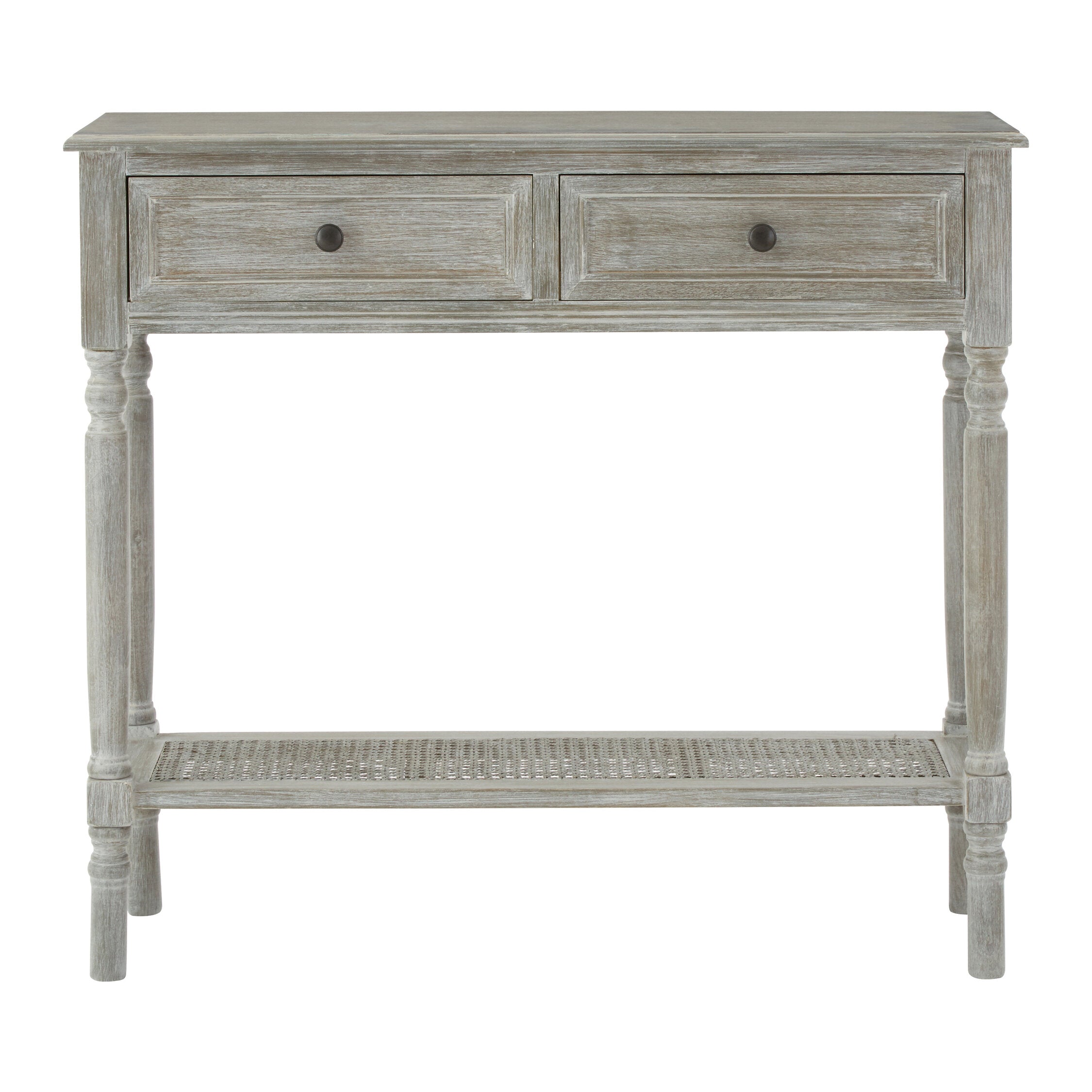 Grey Wash Wooden Two Drawer Console Table - The Orchard Home and Gifts