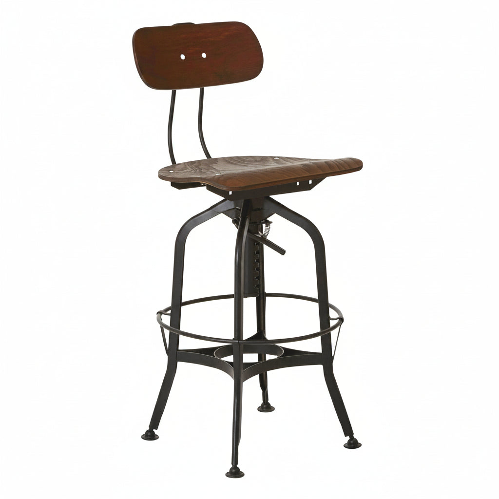 Iron and Wood Adjustable Bar Stool - The Orchard Home and Gifts