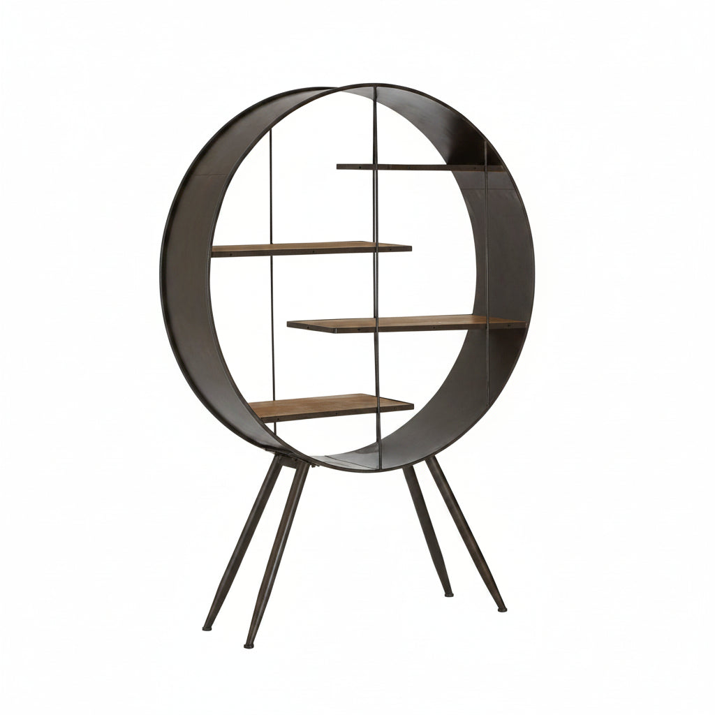 Iron and Wood Circular Shelving Display Unit - The Orchard Home and Gifts