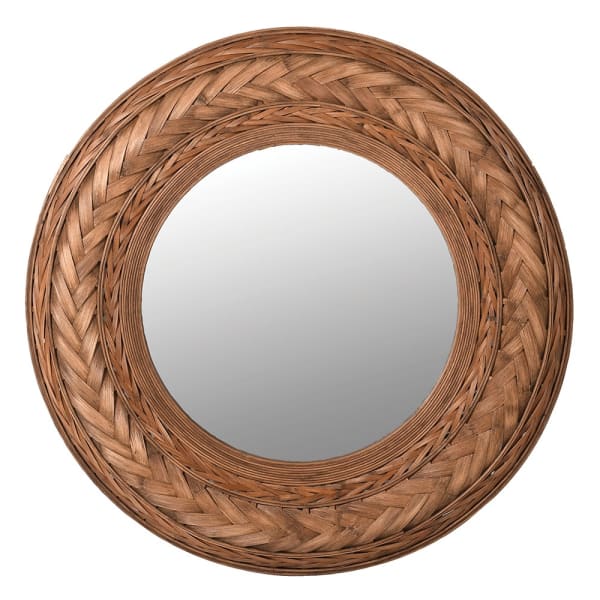 Woven Bamboo Round Wall Mirror