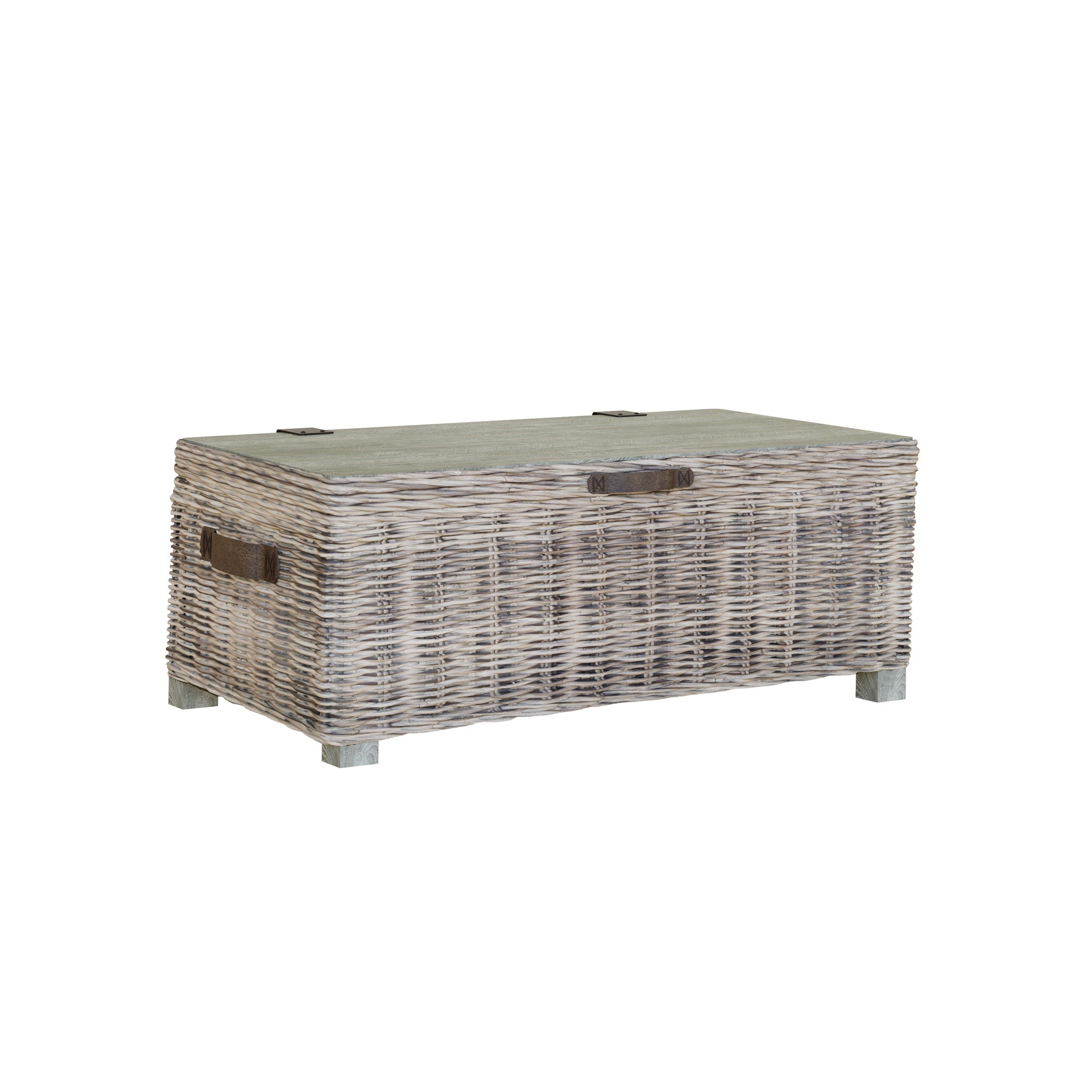 Washed Rattan Storage Coffee Table - The Orchard Home and Gifts