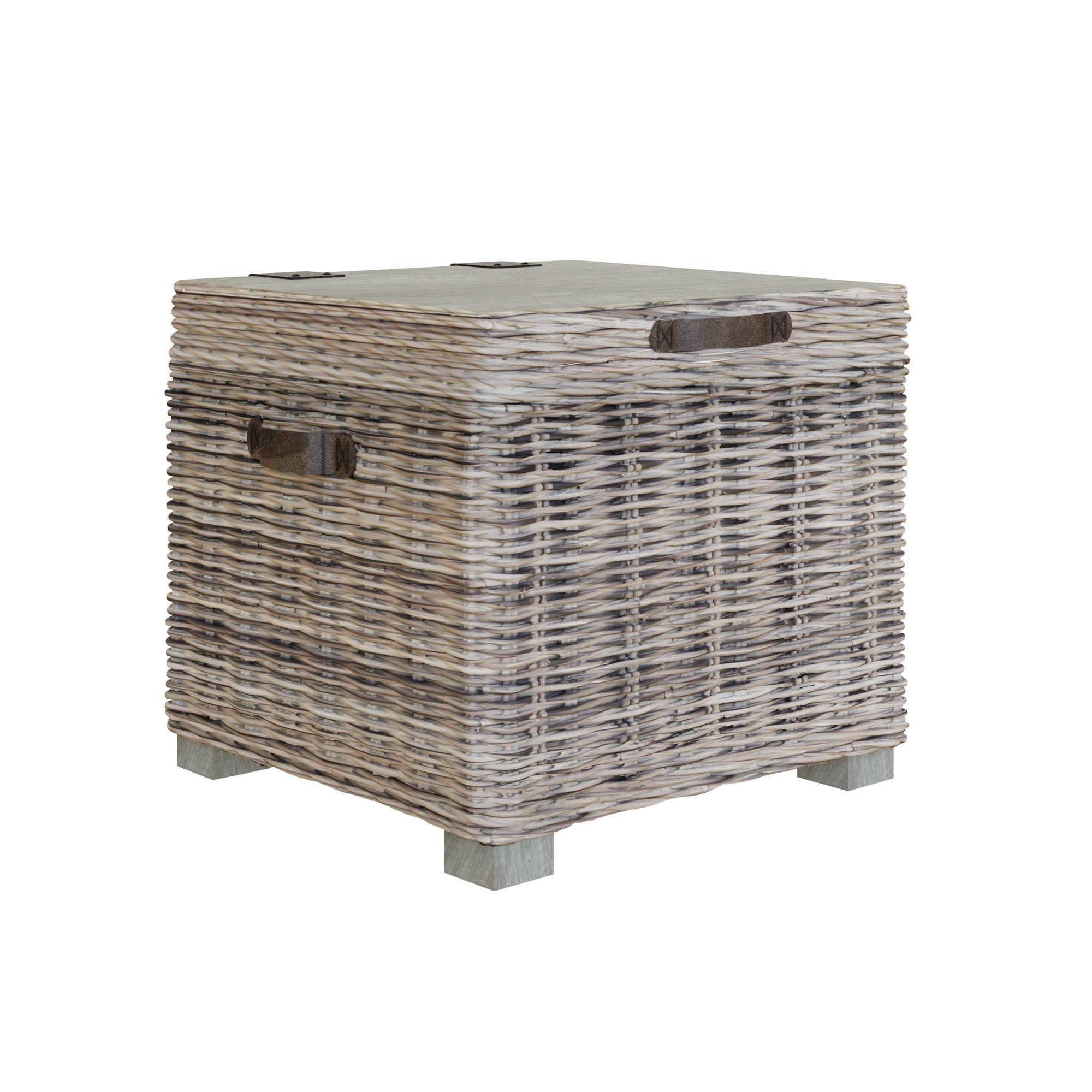 Washed Rattan Storage Side Table - The Orchard Home and Gifts