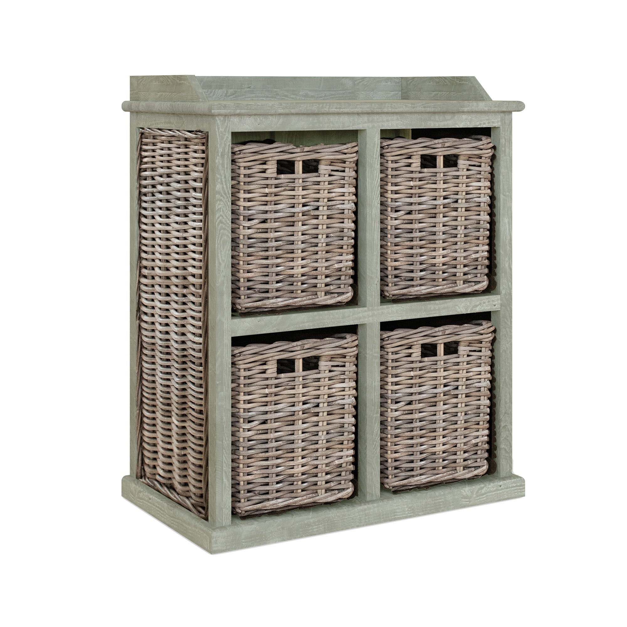 Washed Rattan Four Drawer Basket One Shelf Chest - The Orchard Home and Gifts